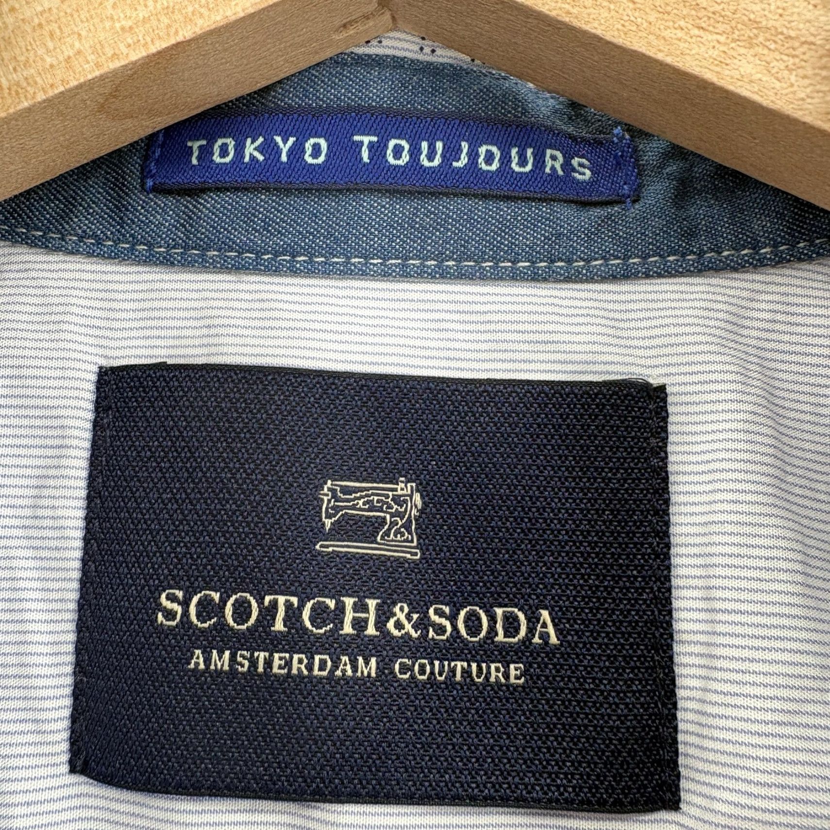 Scotch & Soda Scotch & Soda Shirt Mens Medium Blue Micro Stripe Long Sleeve Button Up Casual Size US M / EU 48-50 / 2 - 4 Thumbnail