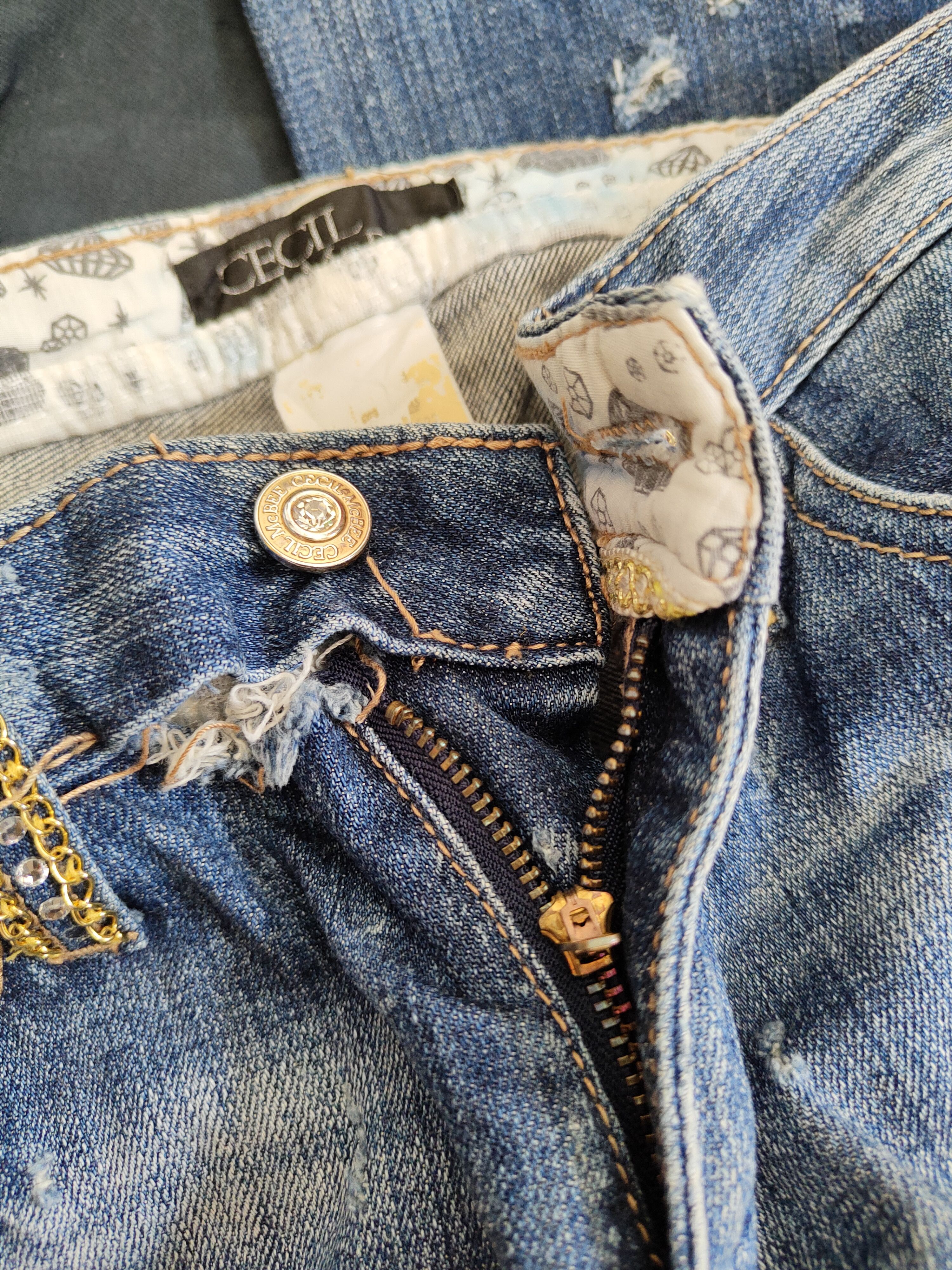 Designer × Japanese Brand Cecil McBee Blue Distressed Ripped Jeans #S2139 Size 28" / US 6 / IT 42 - 15 Thumbnail