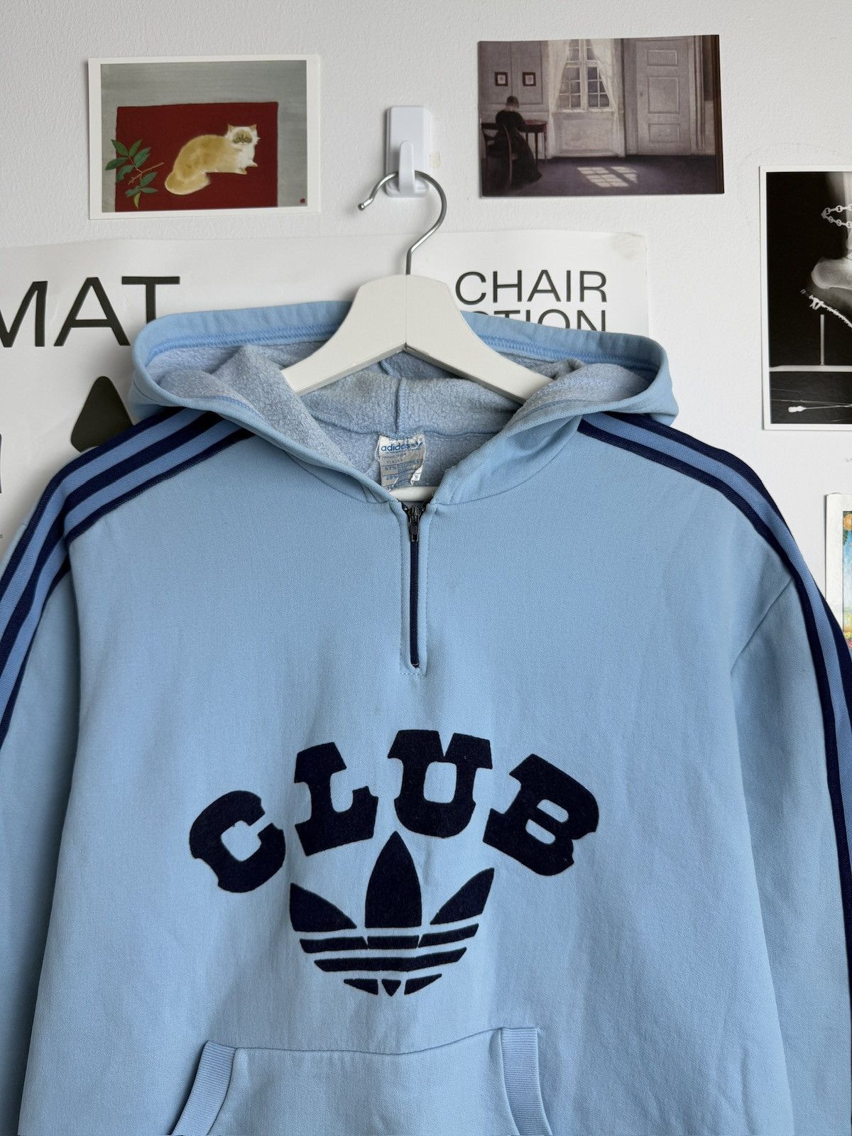 Adidas × Vintage VIntage 70s Adidas club babyblue boxy hoodie M blockcore y2k Size US M / EU 48-50 / 2 - 3 Thumbnail