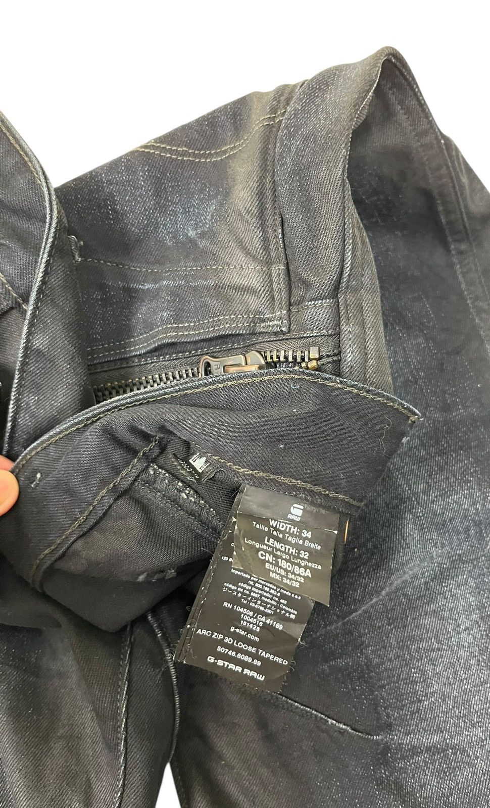 G-Star Gstar Black Wax Loose Tapered Jeans Size US 34 / EU 50 - 15 Thumbnail