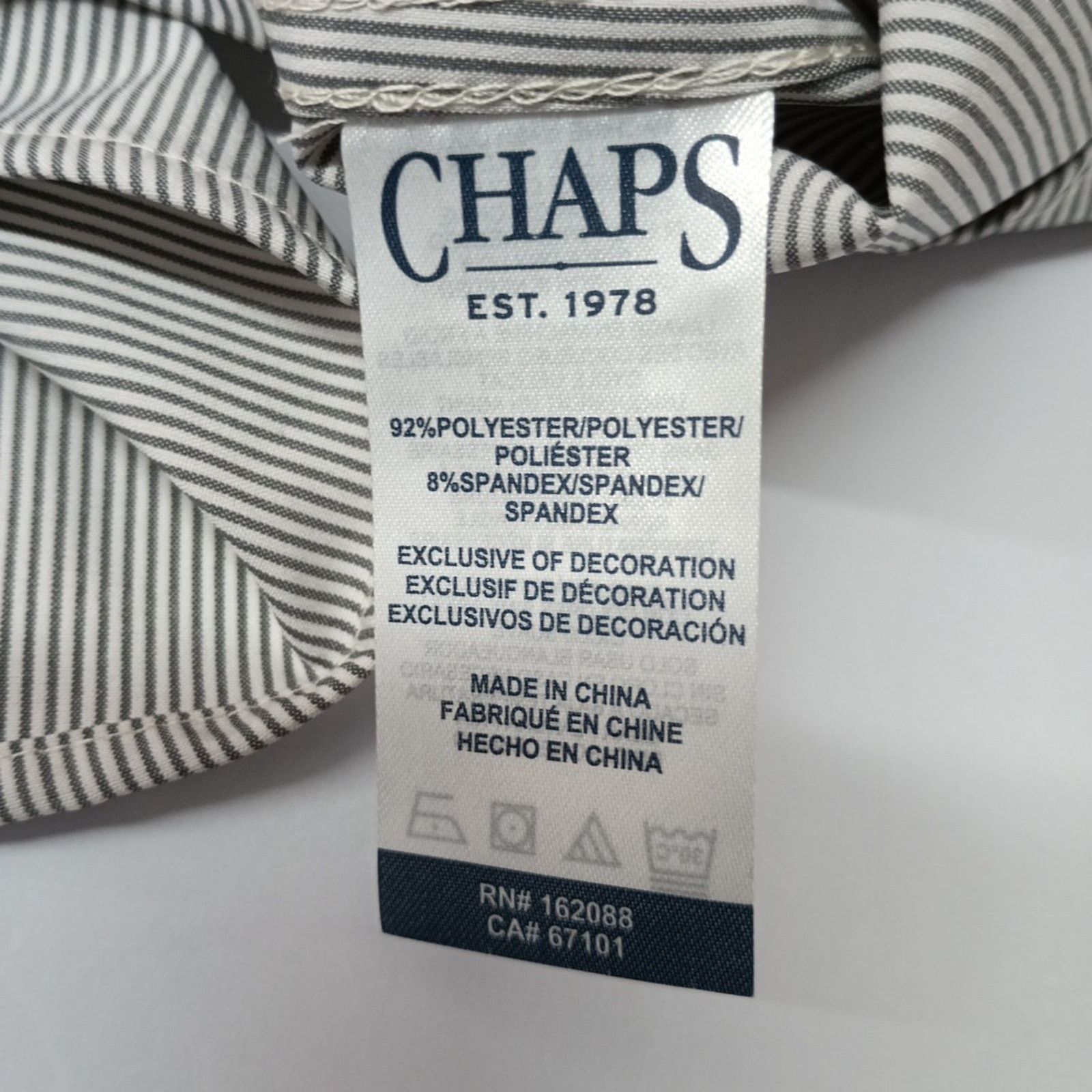 Chaps Chaps Woven Shirt Mens XL Steel Gray Striped Stretch Classic Size US XL / EU 56 / 4 - 8 Thumbnail