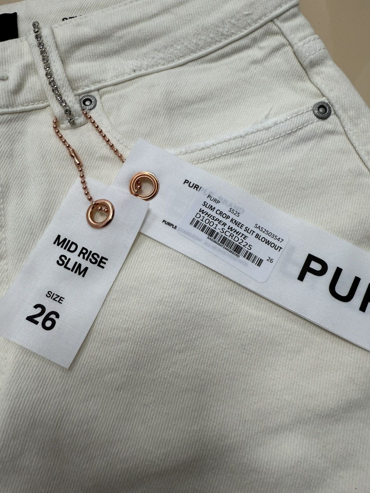 Purple Brand Slim Crop White Jeans