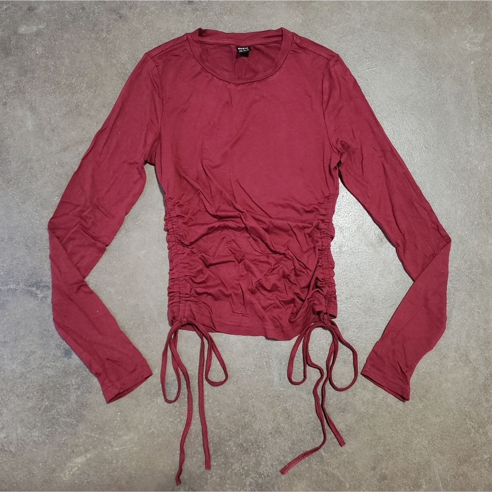 Shein Burgundy | SHEIN | Side Tied Cropped Long Sleeve Size XS / US 0-2 / IT 36-38 - 1 Thumbnail