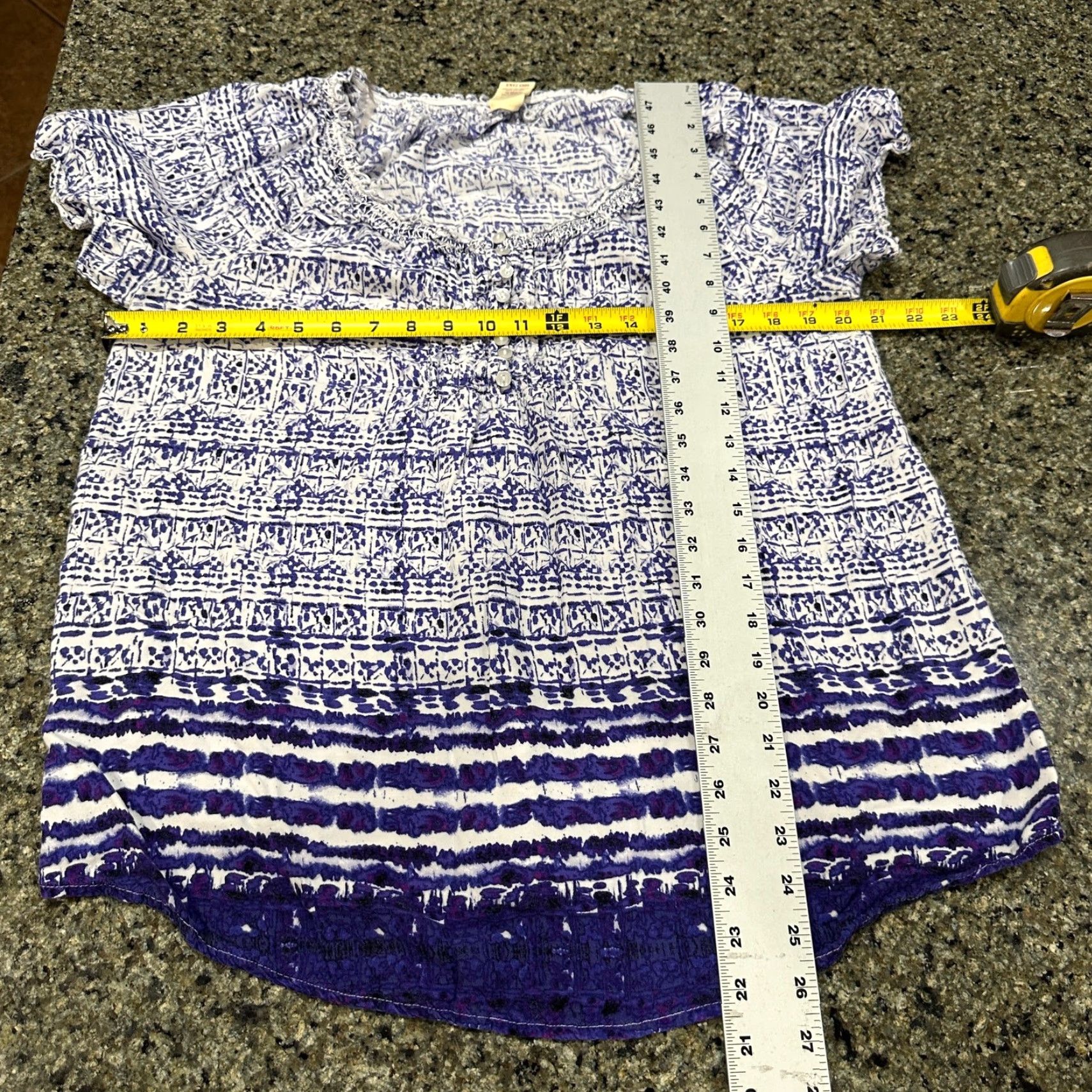 Faded Glory VINTAGE Faded Glory Bohemian Blouse Shirt Women Plus 2X Purple Short Sleeve Tunic Boho Island 2X Size XXL / US 16-18 / IT 52-54 - 6 Thumbnail