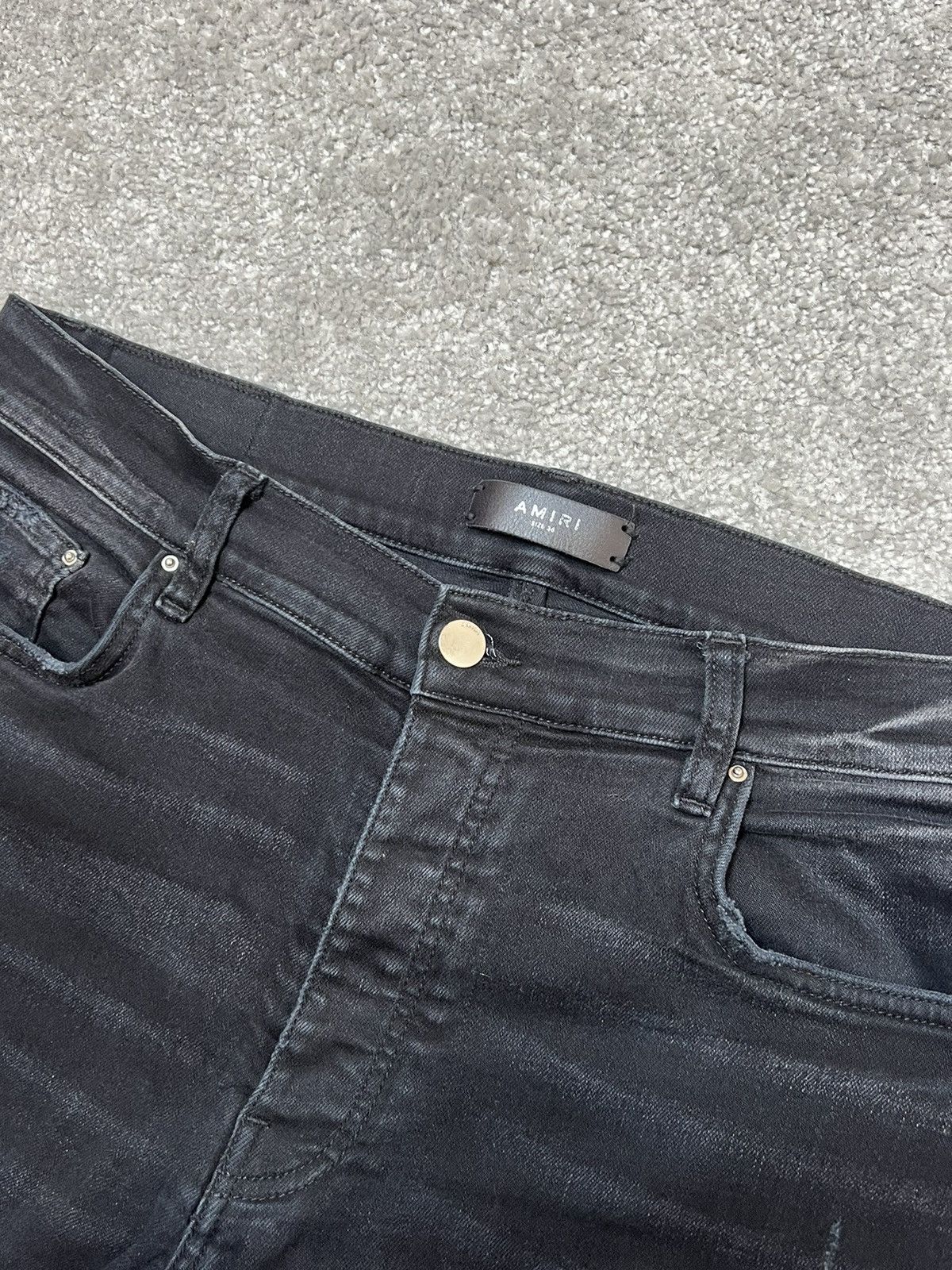 Amiri Amiri MX-1 Black Distressed Skinny Jeans With Brown Patch Size US 36 / EU 52 - 5 Thumbnail