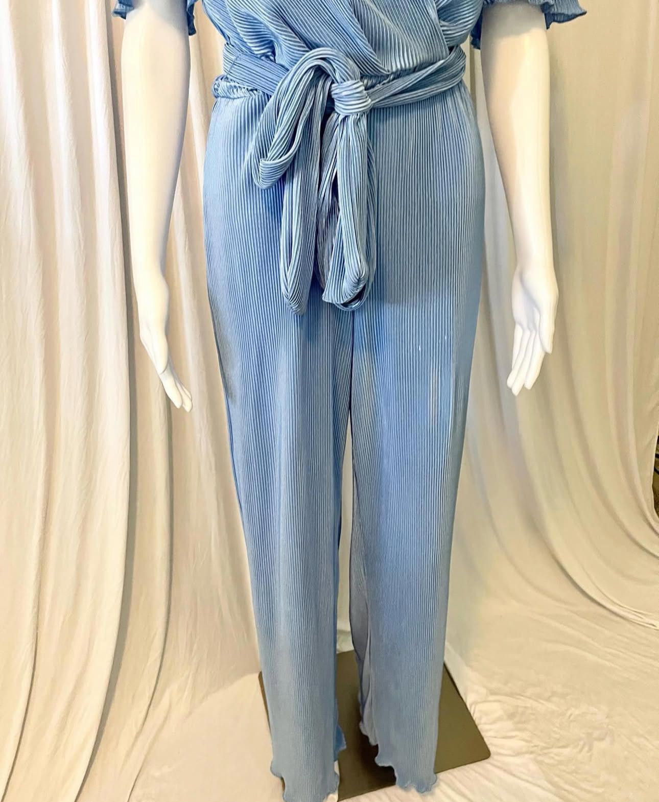Designer Chic Wrap Jumpsuit in Light Blue - S Size 28" / US 6 / IT 42 - 2 Thumbnail