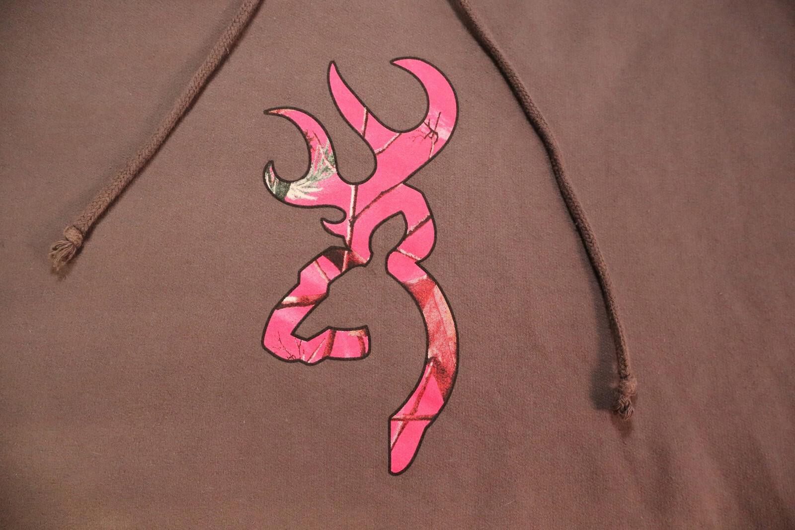 Designer Browning Hoodie XXL Hot Pink Front Deer Logo Camo Lined Hood Size XXL / US 16-18 / IT 52-54 - 1 Thumbnail