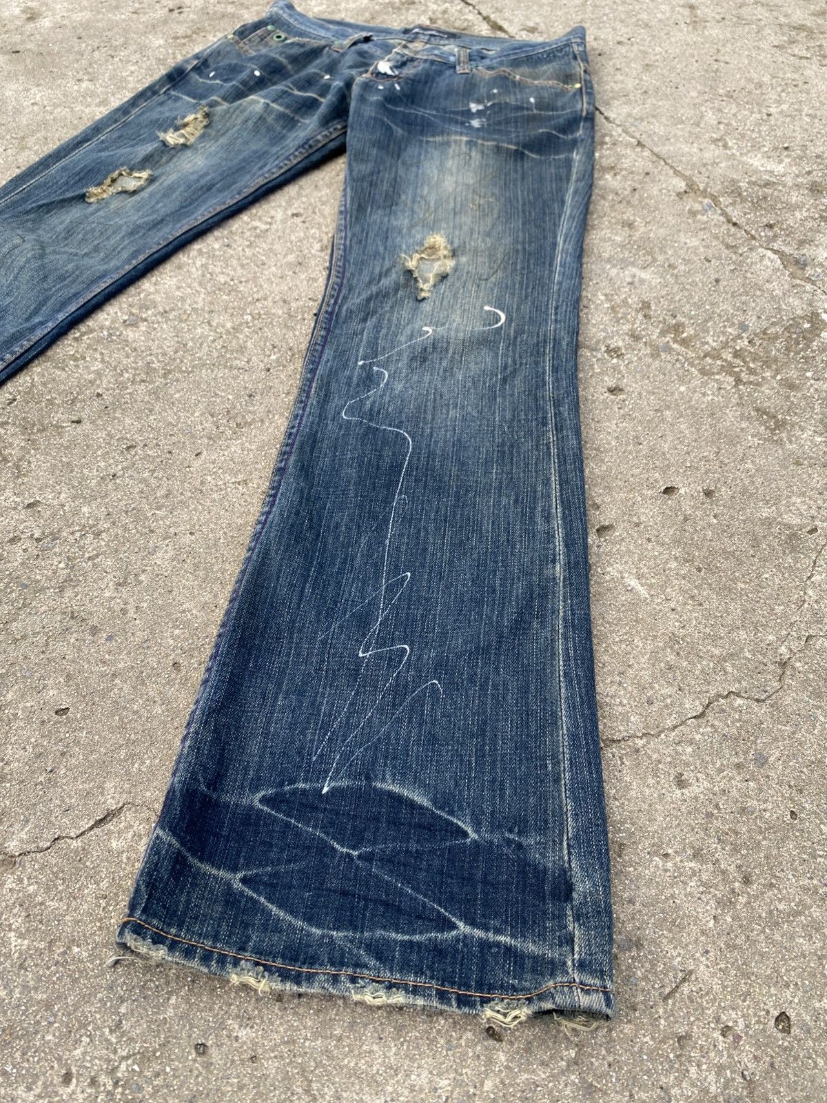 Japanese Brand × KMRii ROOTTHREE Painter Studded Flare Jeans Size US 32 / EU 48 - 3 Thumbnail