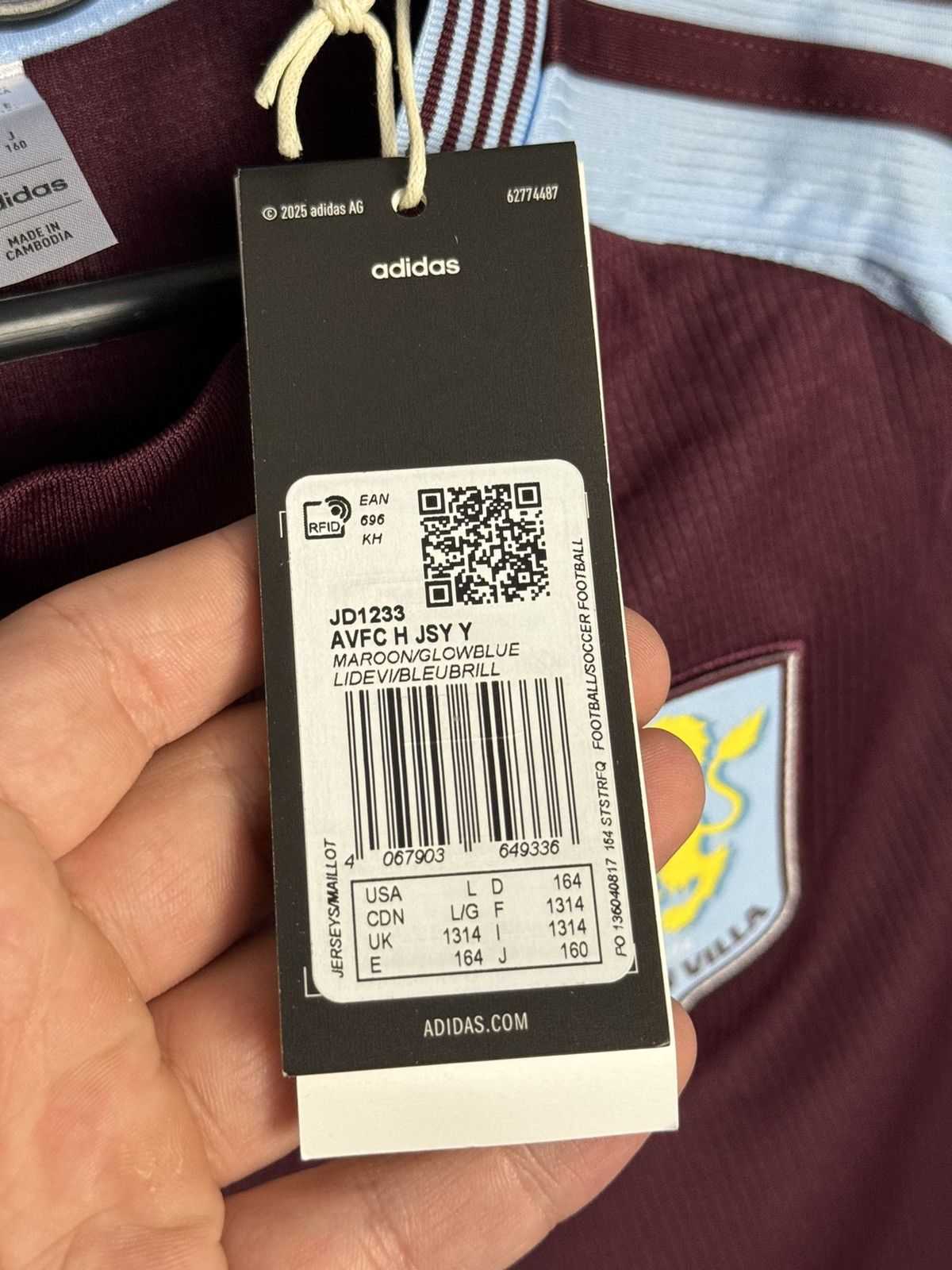Adidas KIDS New Aston Villa 24/25 Home Asensio Football Jersey Size US XS / EU 42 / 0 - 13 Thumbnail