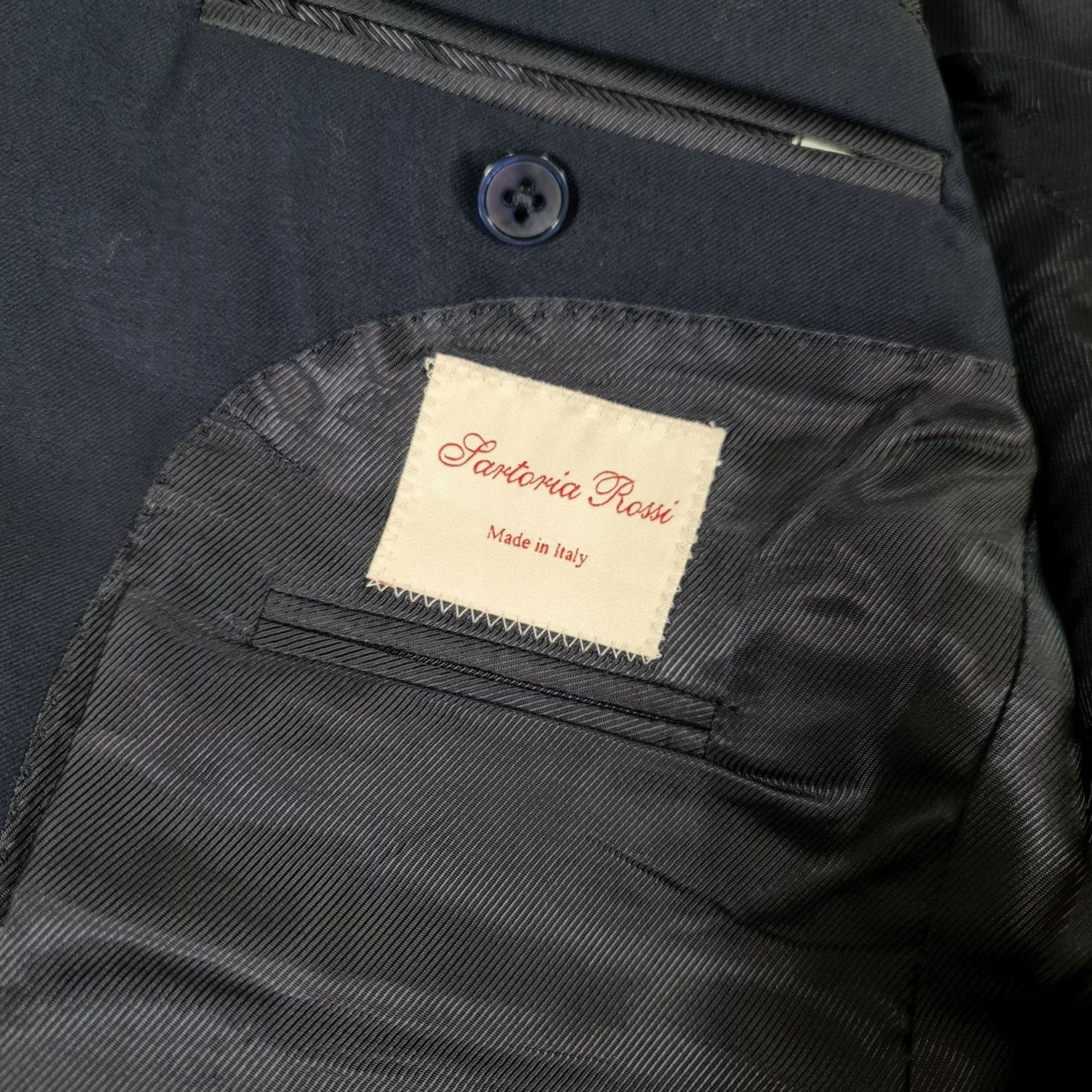Vintage Sartoria Rossi Mens Suit Jacket 40 R Navy Blue Wool Blazer Mens Size 40R - 6 Thumbnail