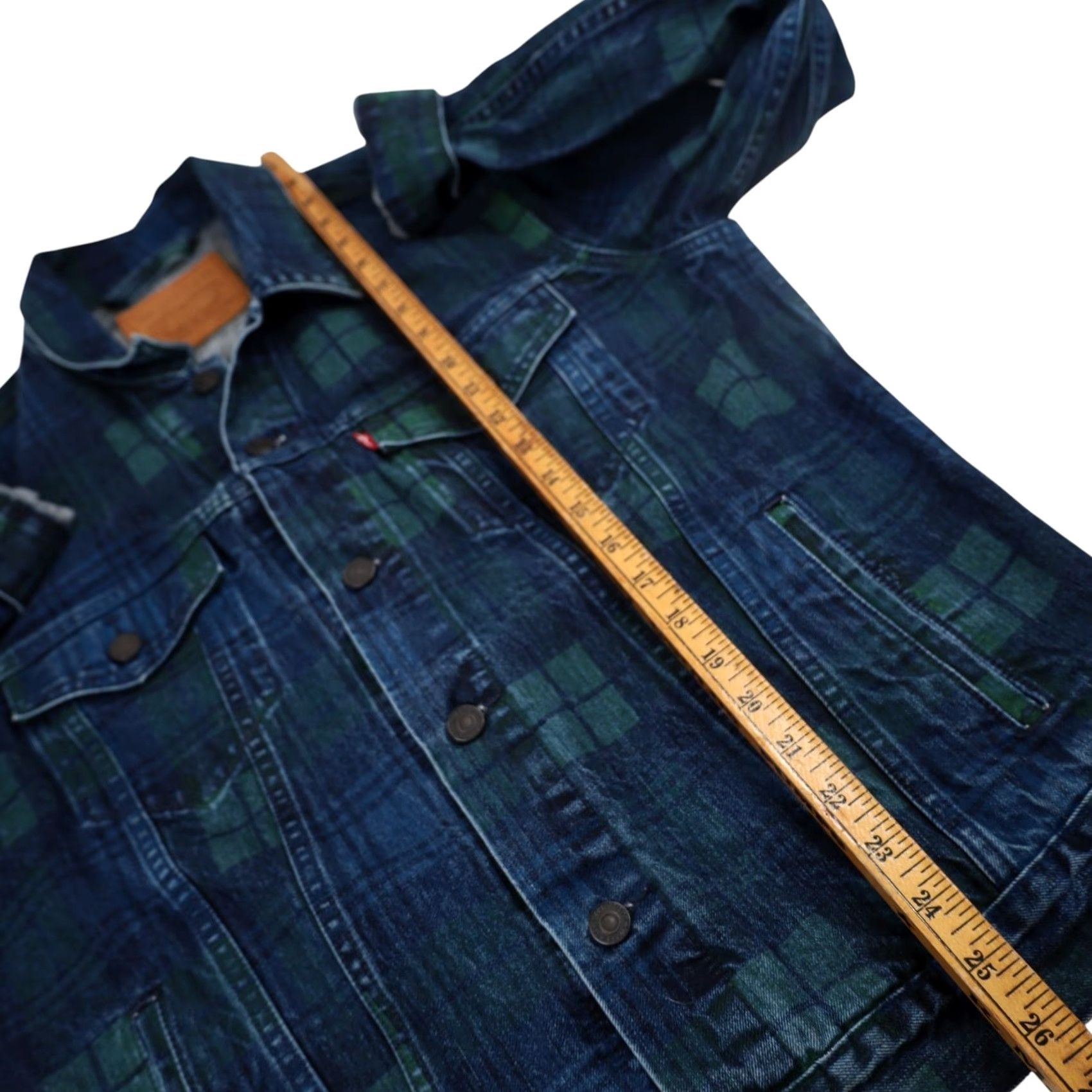 Levi's VINTAGE Levi's Painted Plaid Denim Jacket Men Jacket Blue 21"x26" Reg M Mens Jacket Denim Blue Jeans Coat Size US M / EU 48-50 / 2 - 8 Thumbnail