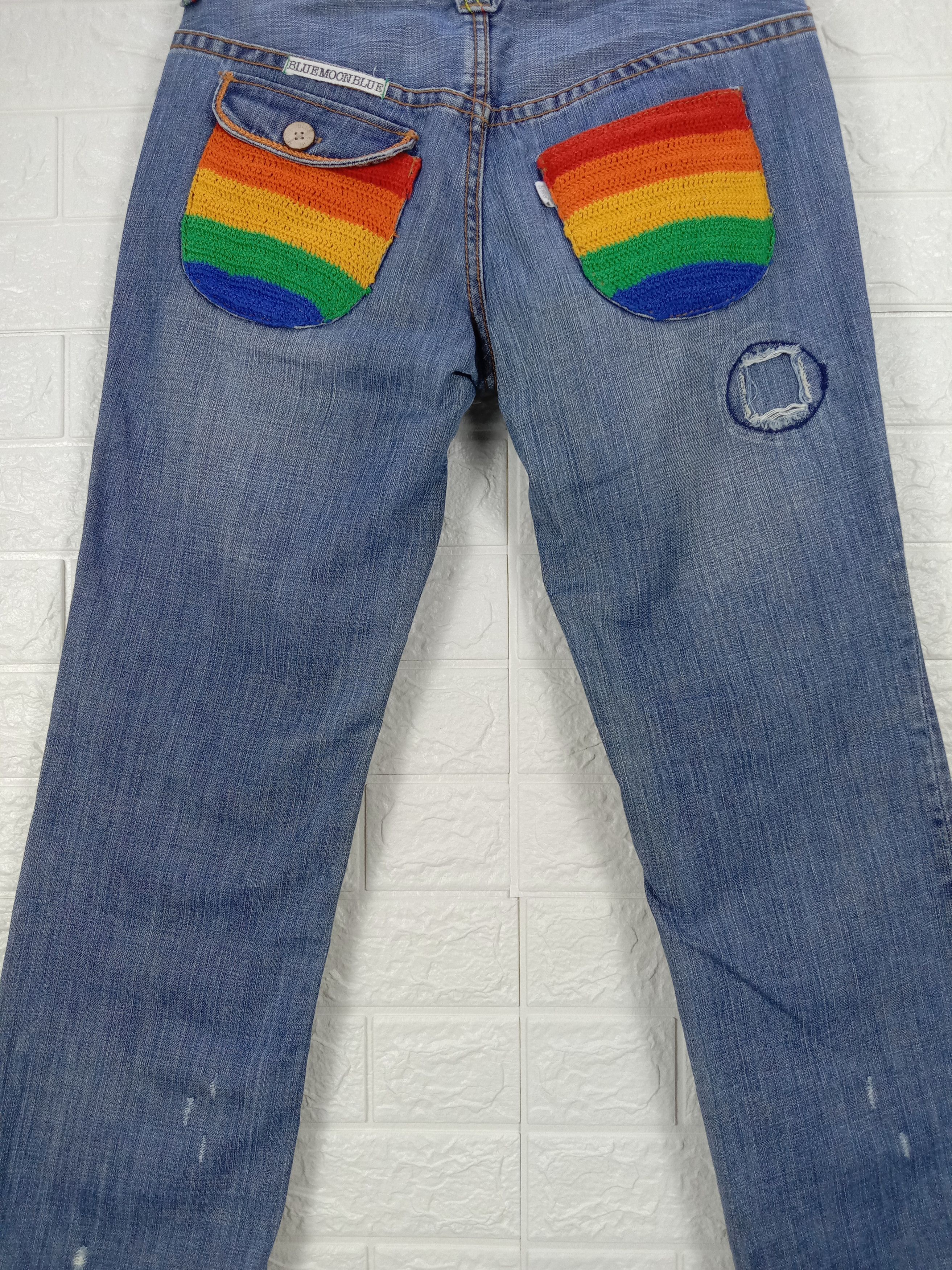 Japanese Brand Vintage Blue Moon Blue Rainbow Knitted Pocket Jeans Size 27" / US 4 / IT 40 - 3 Thumbnail