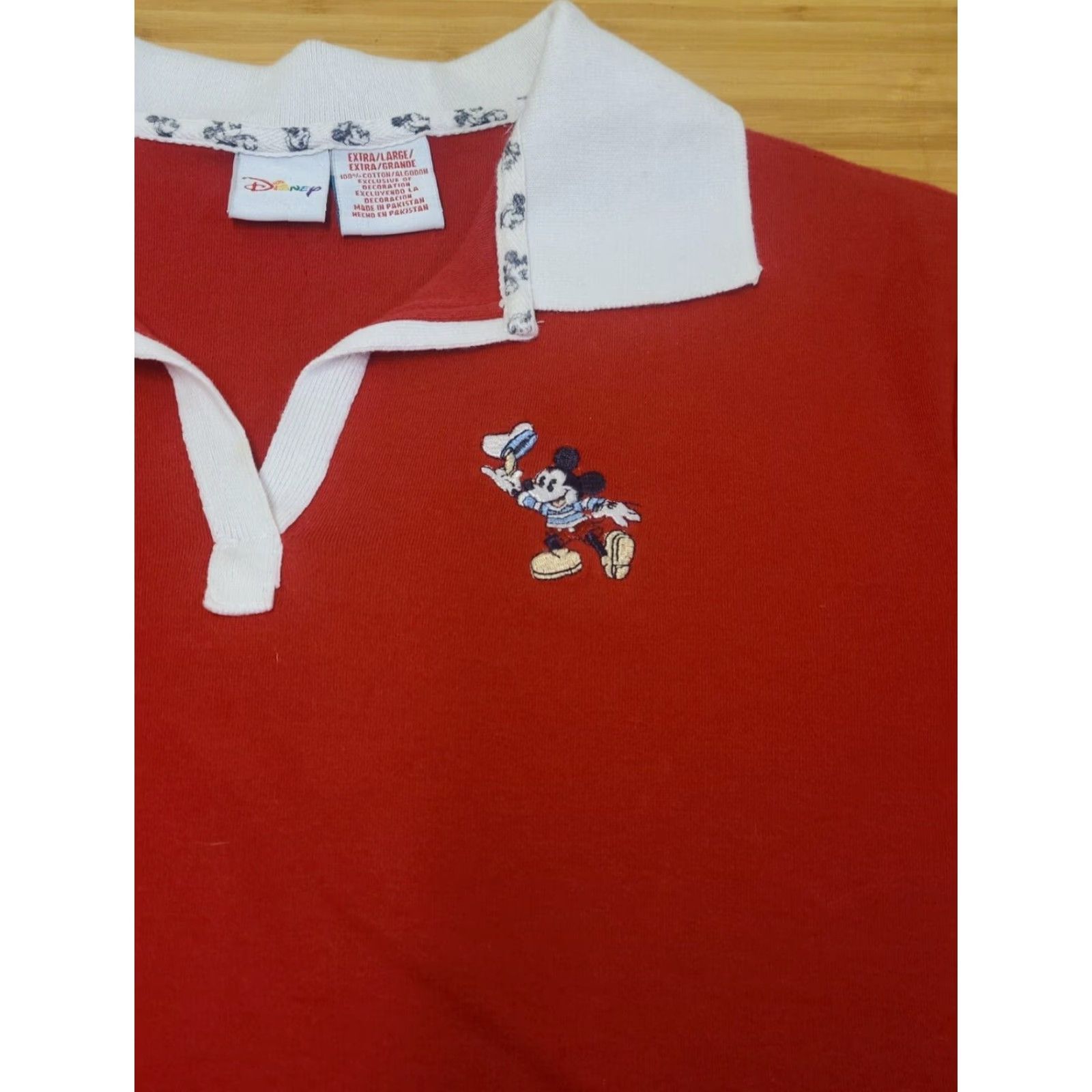 Disney VINTAGE Disney Polo Shirt Women Size XL Red Mickey Mouse 90s Polo Shirt Womens Regular Cotton Short Sleeve Collared Shirt Size XL / US 12-14 / IT 48-50 - 2 Thumbnail