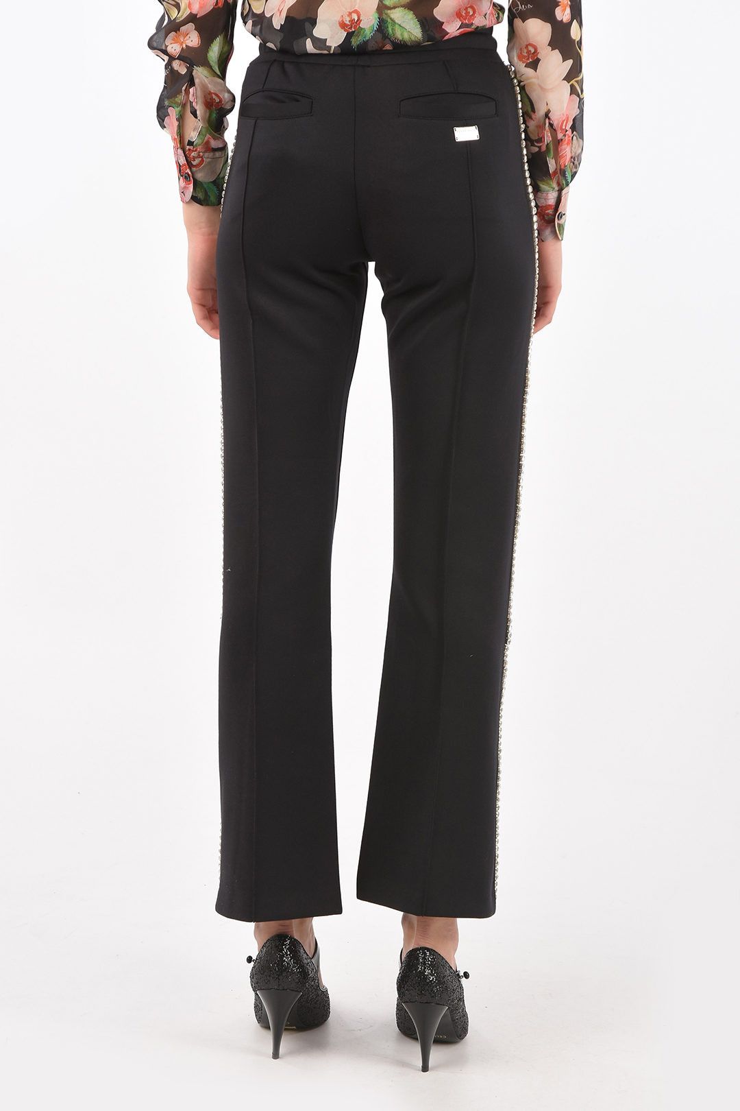 Philipp Plein og1mm0824 Elastic Waistband Crystal Pants in Black Size 30" / US 8 / IT 44 - 2 Thumbnail