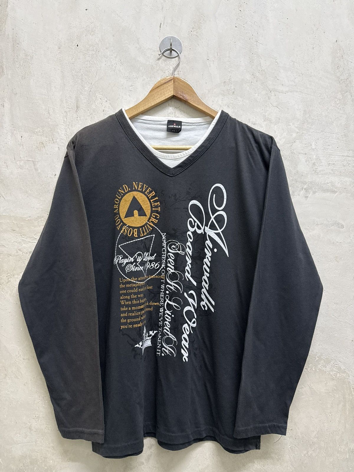 2000s Airwalk Wild Poems Gothic Grunge Double Layer Tees