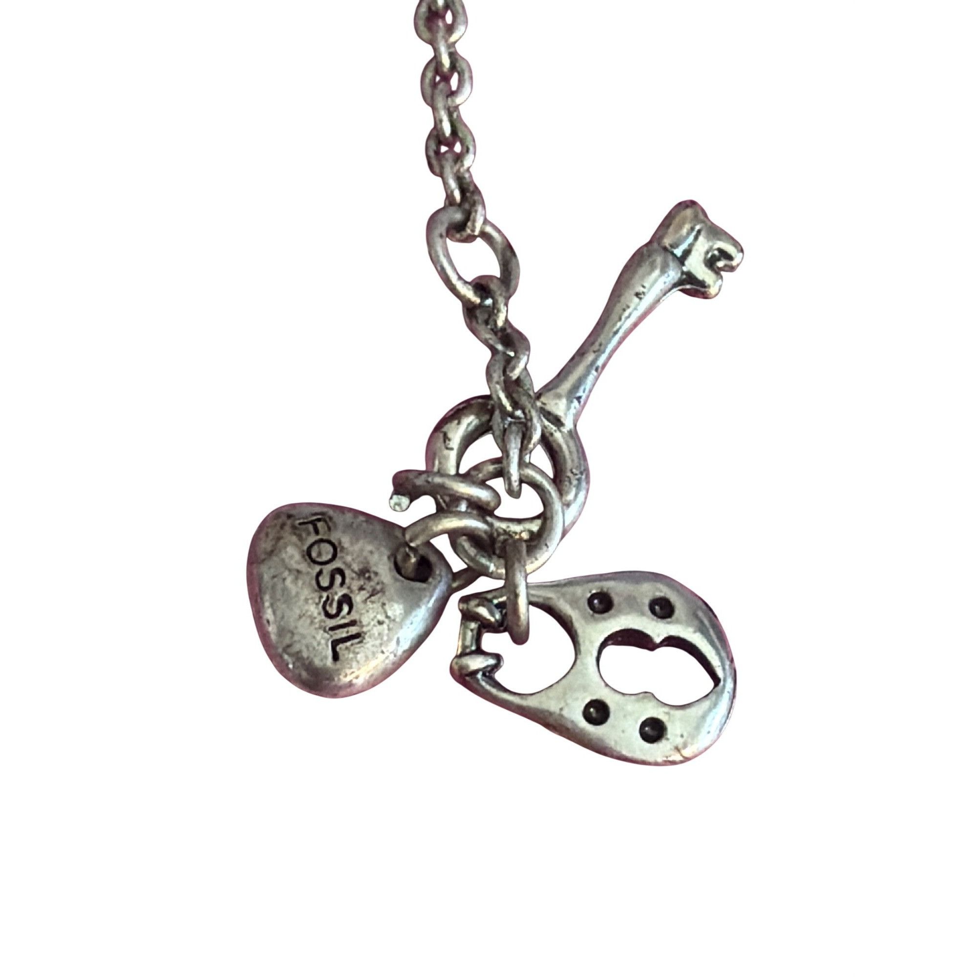 Fossil Fossil Silver Tone Flower Pendant Necklace Clear Rhinestones Size ONE SIZE - 4 Thumbnail