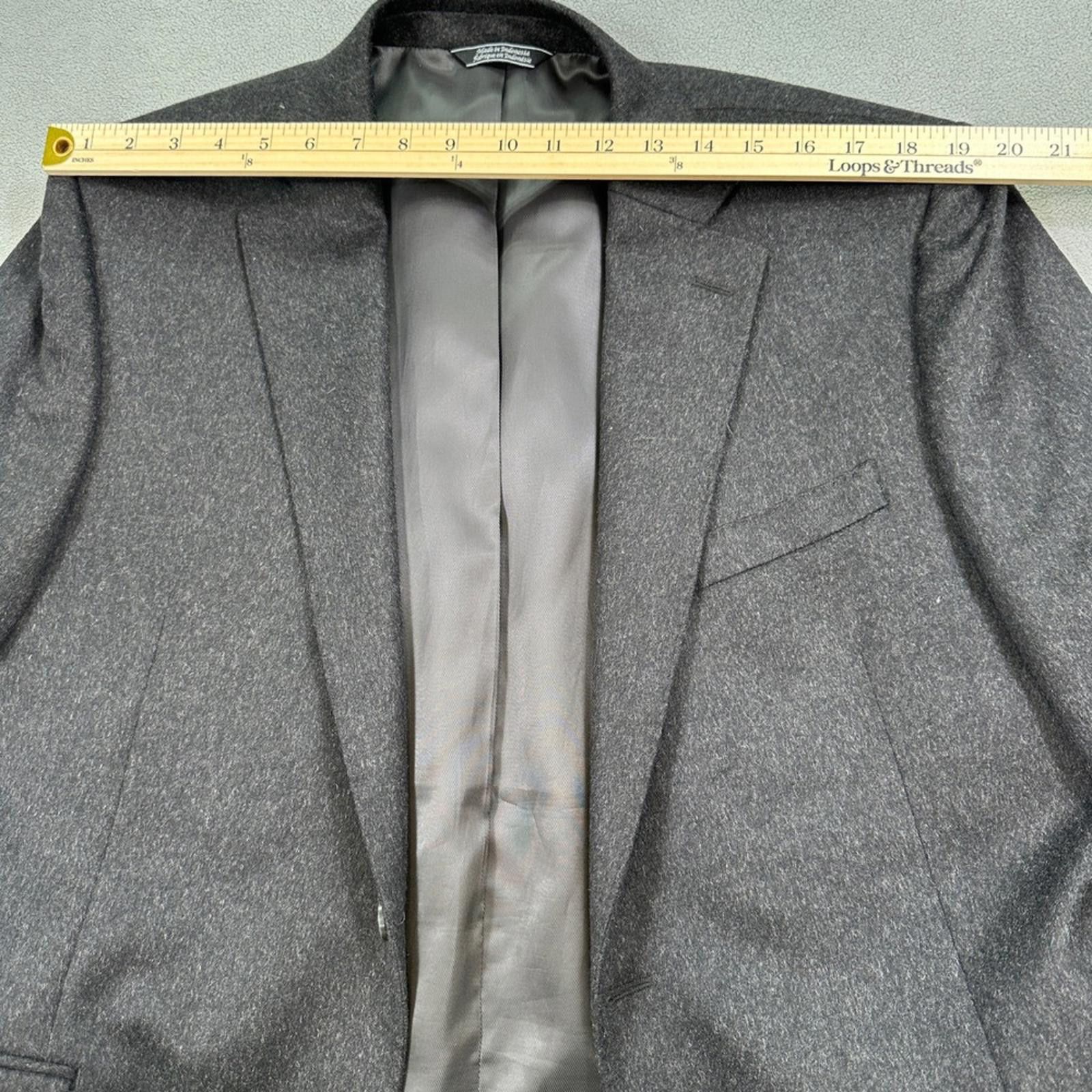 Saks Fifth Avenue Saks Fifth Avenue Blazer 44R Mens Gray Wool Blend Sport Coat Size 44R - 6 Thumbnail