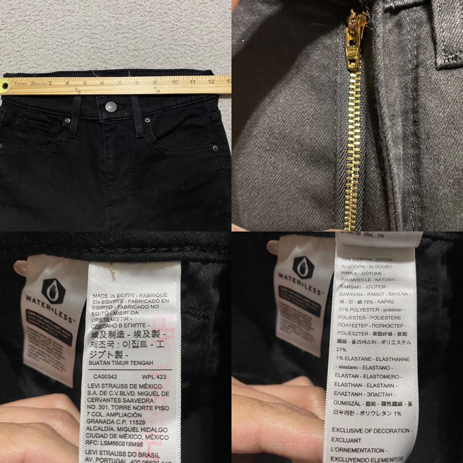 Levi's Levi's 724 Jeans Black Dark Wash High Rise Straight Leg Womens Size 25 Denim Regular Fit Size 42" / US 20 - 8 Thumbnail