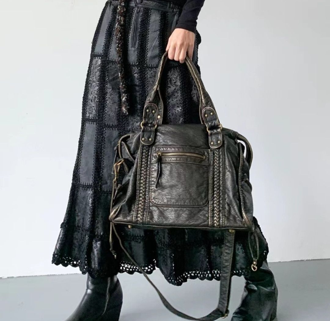 Leather × Vintage Y2K Girl Vintage Faux Leather Shoulder Carry Bag Hype Size ONE SIZE - 2 Thumbnail