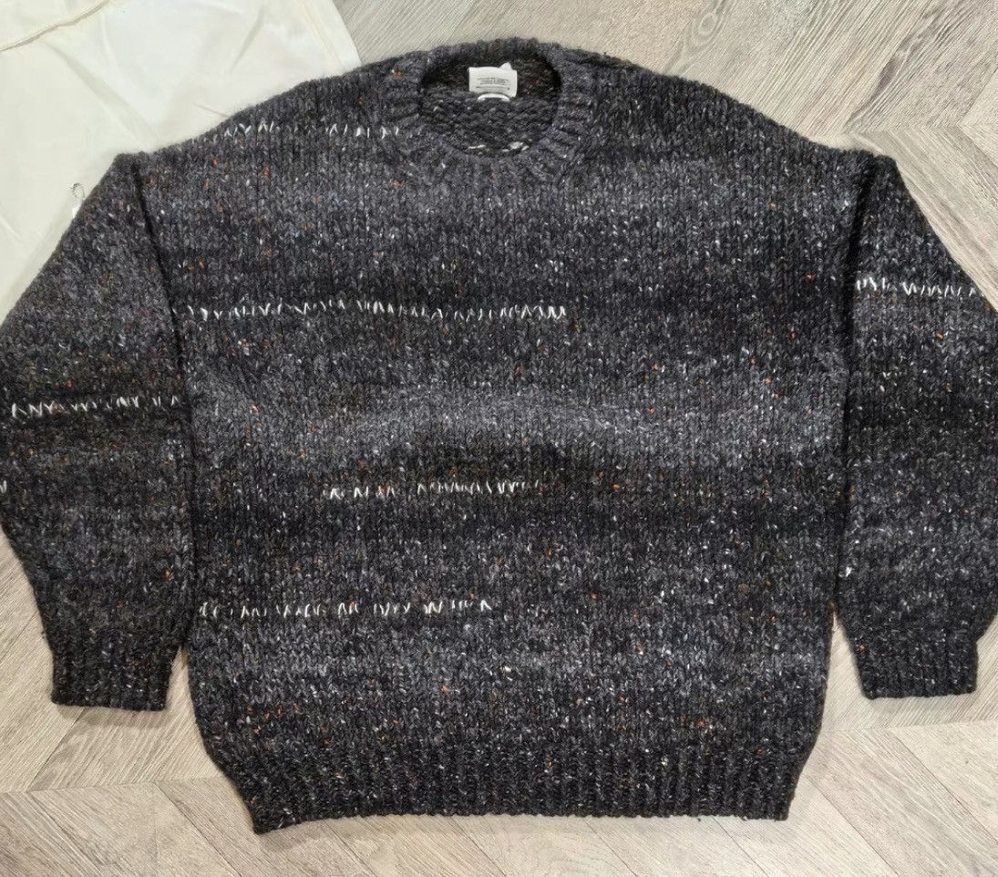 image of Visvim 21Aw Amplus Crew Gradient Hand Knit in Black, Men's (Size 2XL)