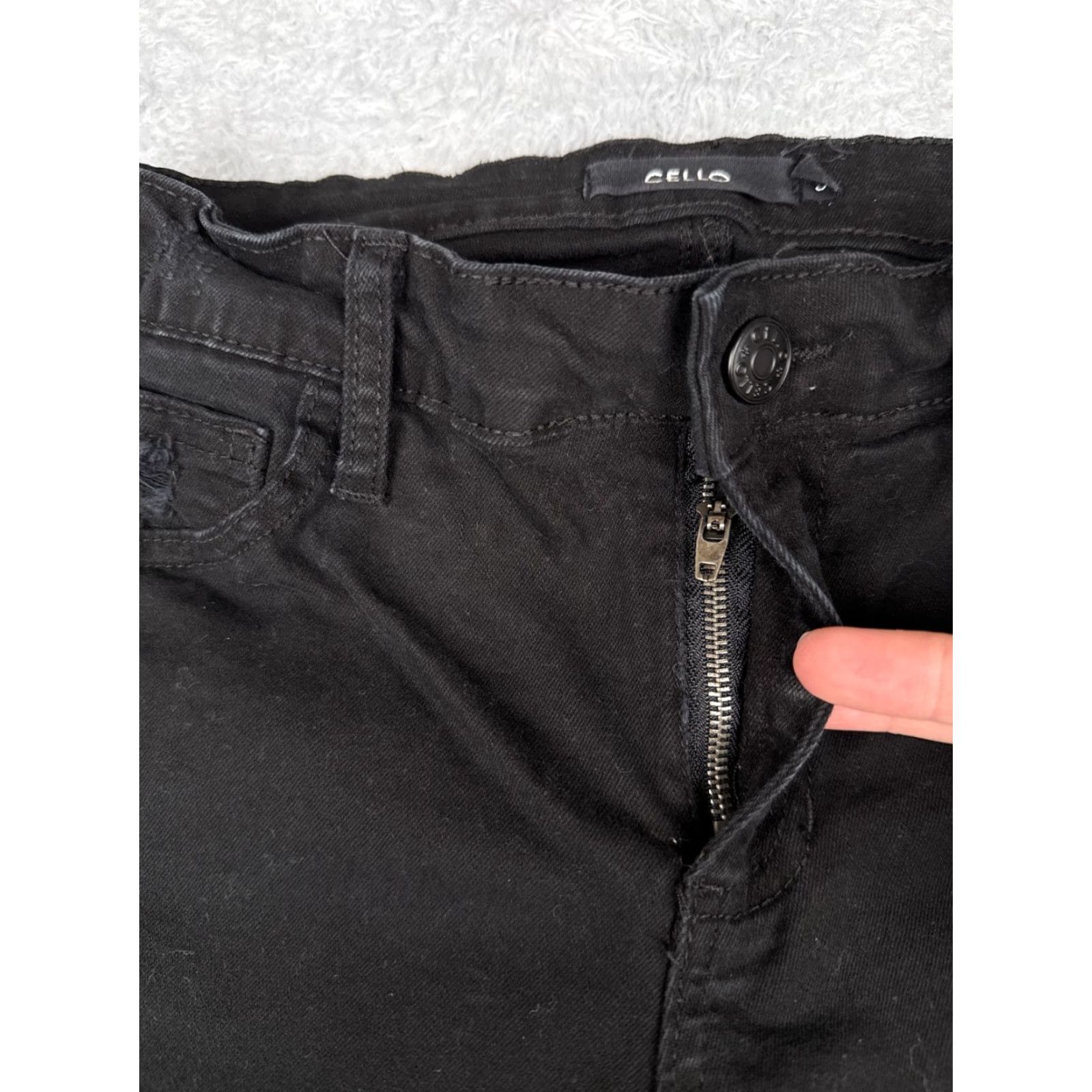 Denime Cello Jeans Junior 5 Black Denim Skinny Tapered Distressed Cotton 25x25 Size 27" / US 4 / IT 40 - 5 Thumbnail