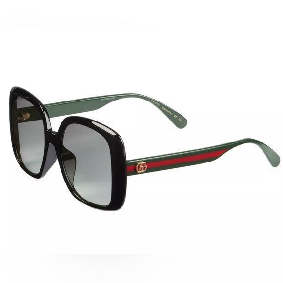 image of Gucci 56Mm Rectangular Sunglasses in Black, Women's