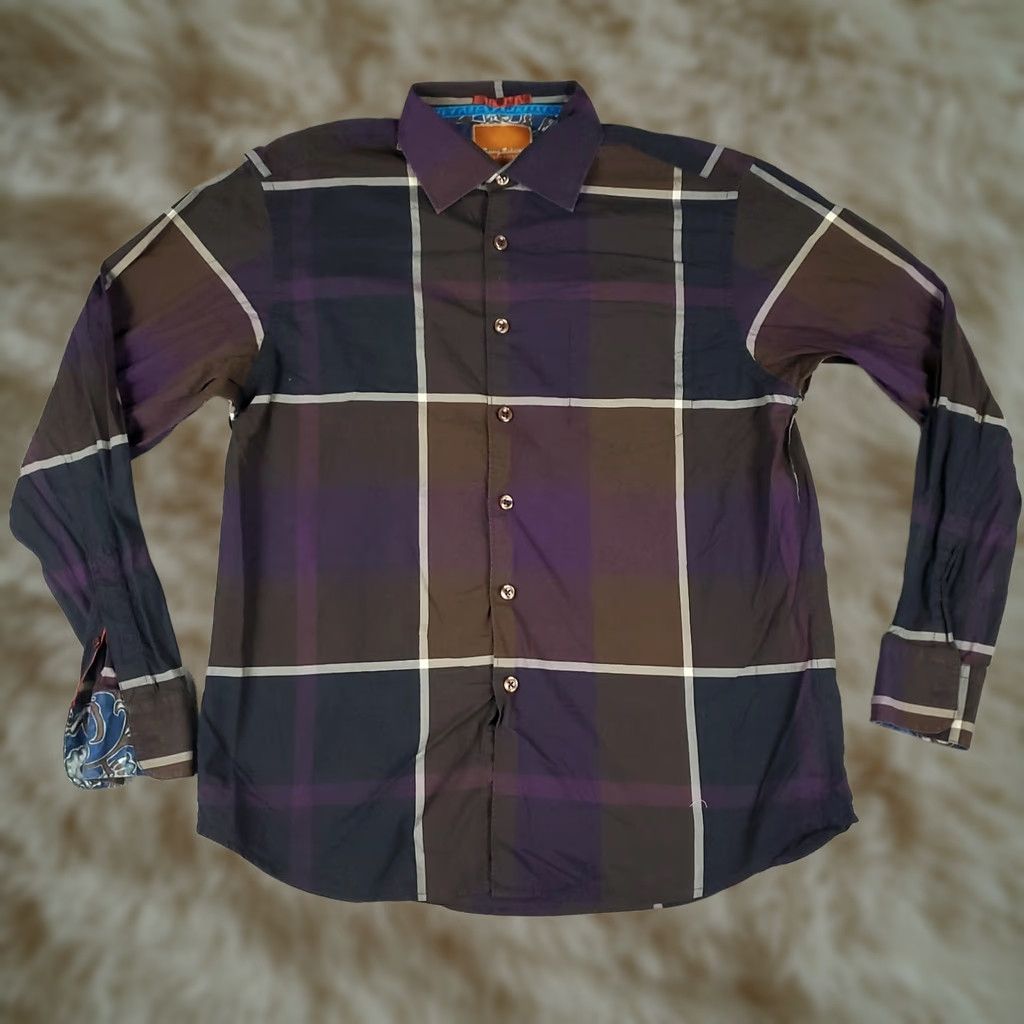 Tommy Bahama Tommy Bahama Shirt Mens Large Blue Purple Plaid Cotton Button Up Long Sleeve Size US L / EU 52-54 / 3 - 1 Thumbnail