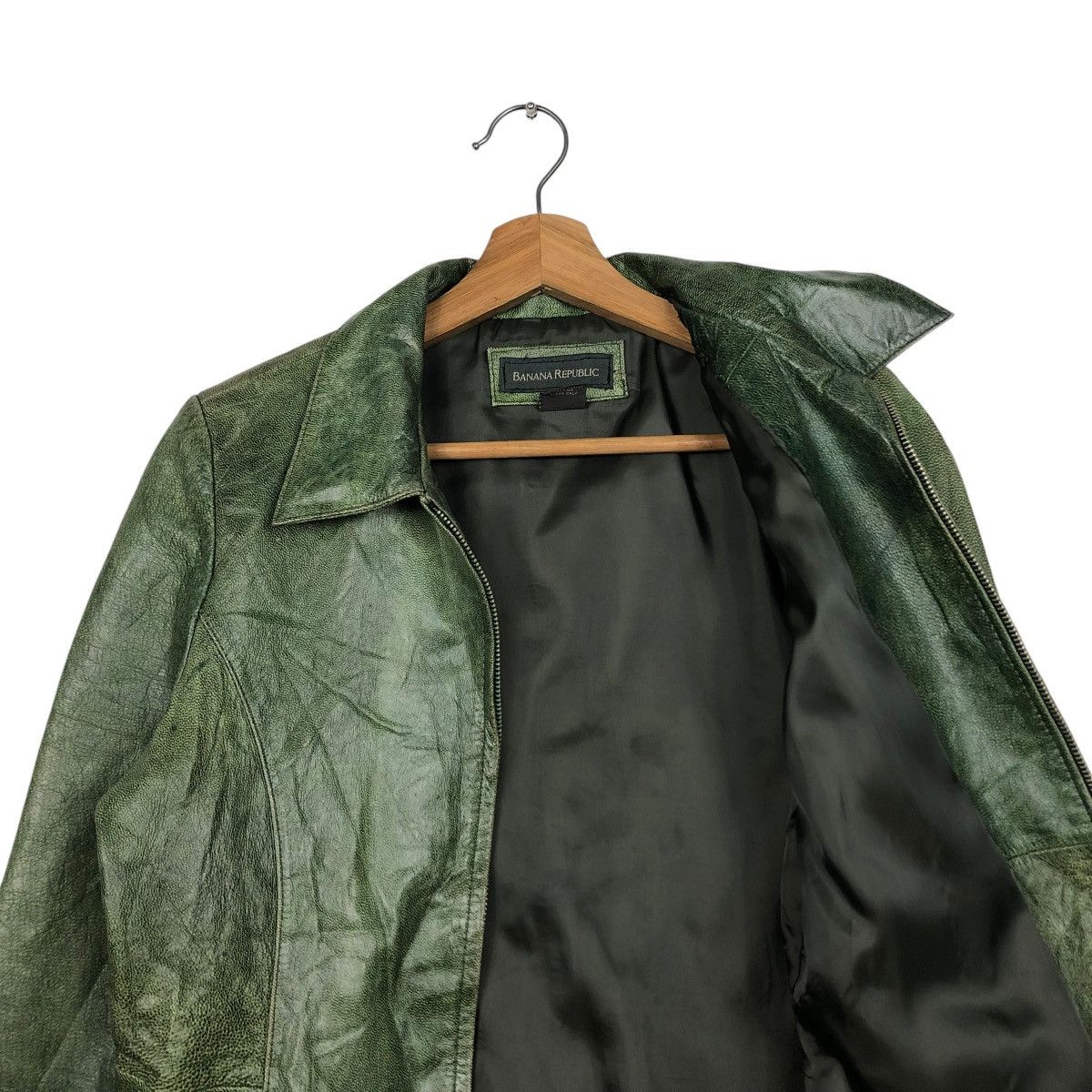 Japanese Brand 🔥VINTAGE BIKER CROPPED LEATHER JACKET BANANA REPUBLIC Size US M / EU 48-50 / 2 - 14 Thumbnail