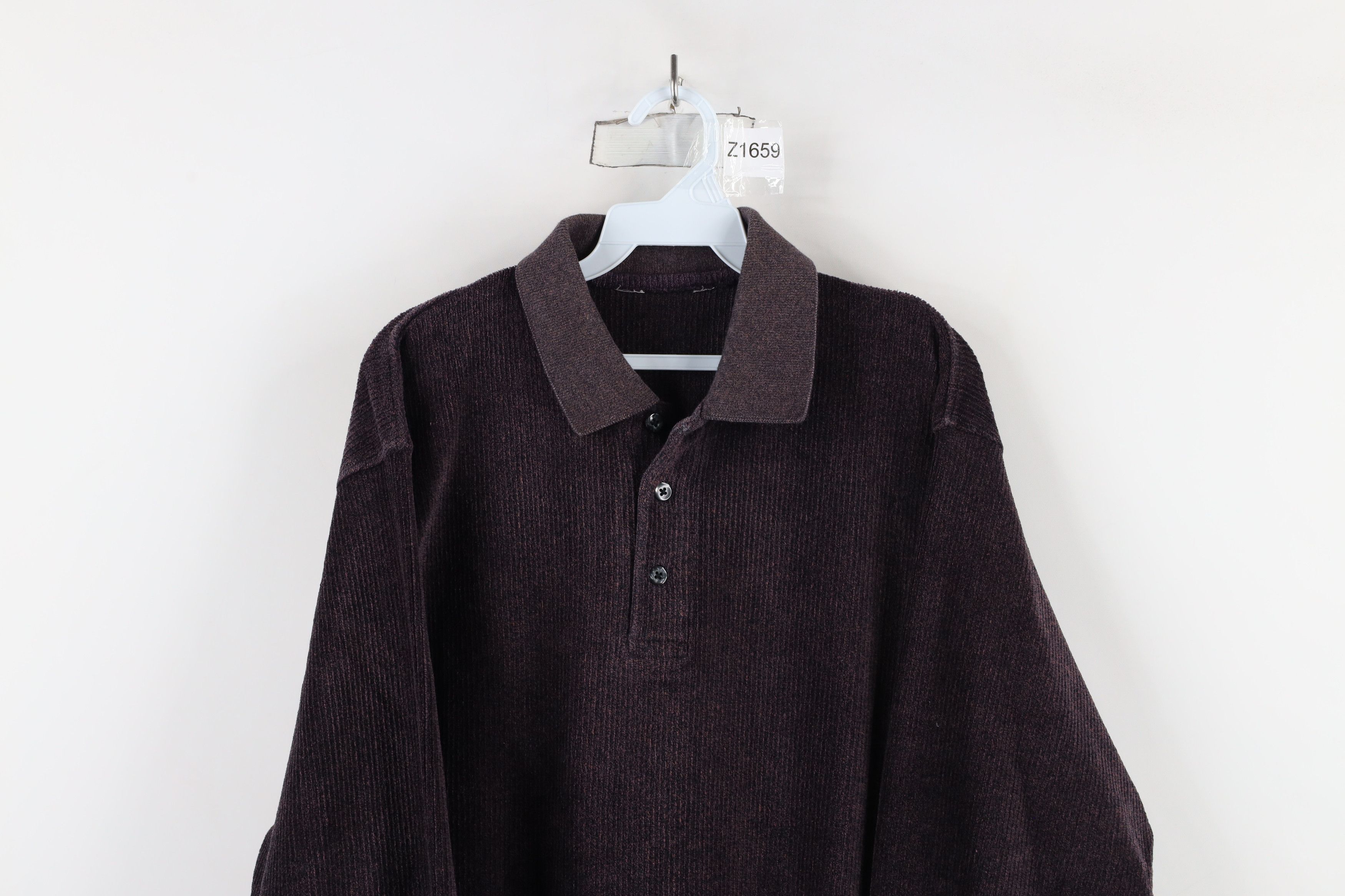 Vintage Vintage 90s Streetwear Fleece Long Sleeve Rugby Polo Shirt Size US L / EU 52-54 / 3 - 2 Thumbnail