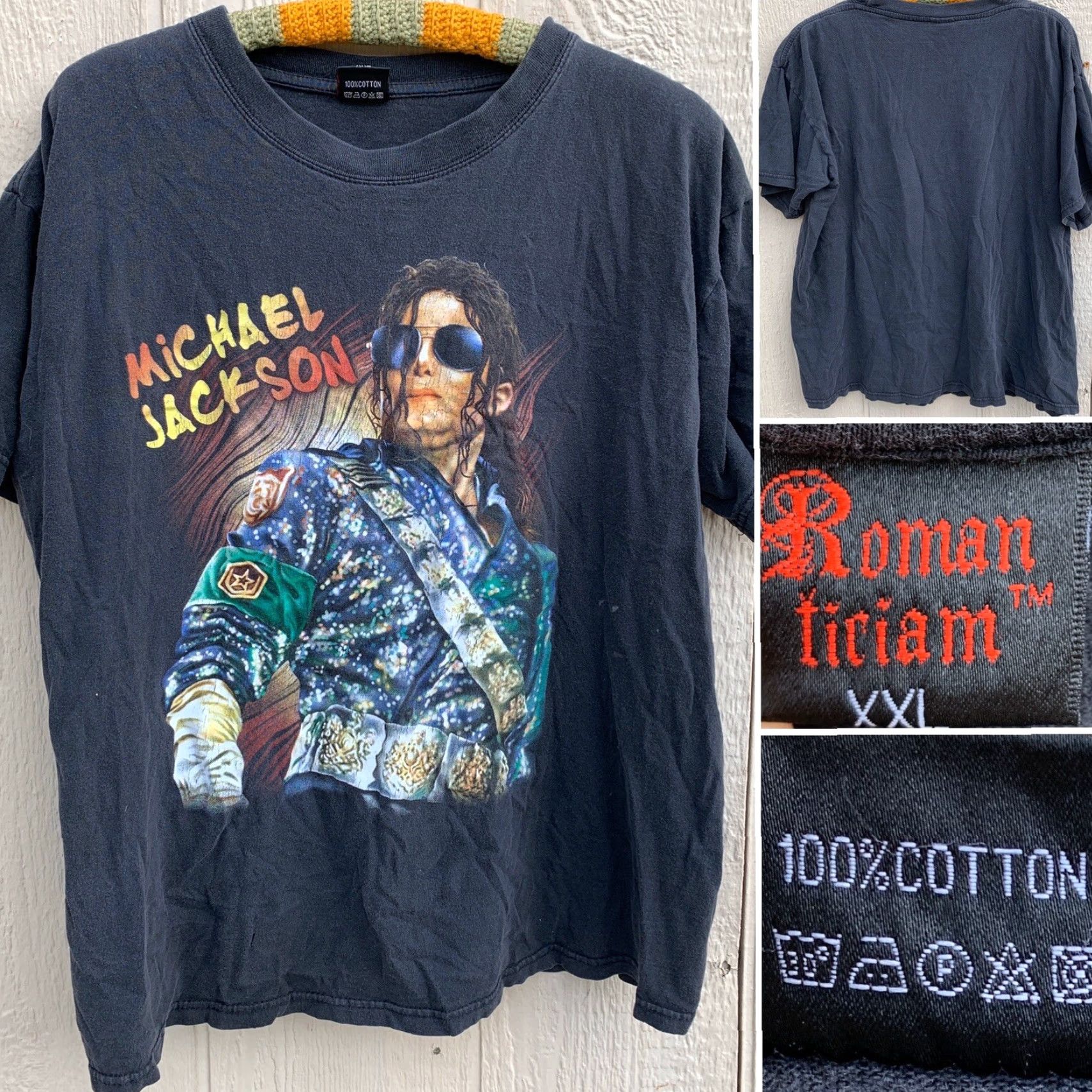Vintage VINTAGE Michael Jackson T Shirt Roman Ticiam XXL Black Crew Neck Short Sleeve Graphic Print Men's 90s Retro Fan Made Tee Size US XXL / EU 58 / 5 - 2 Thumbnail