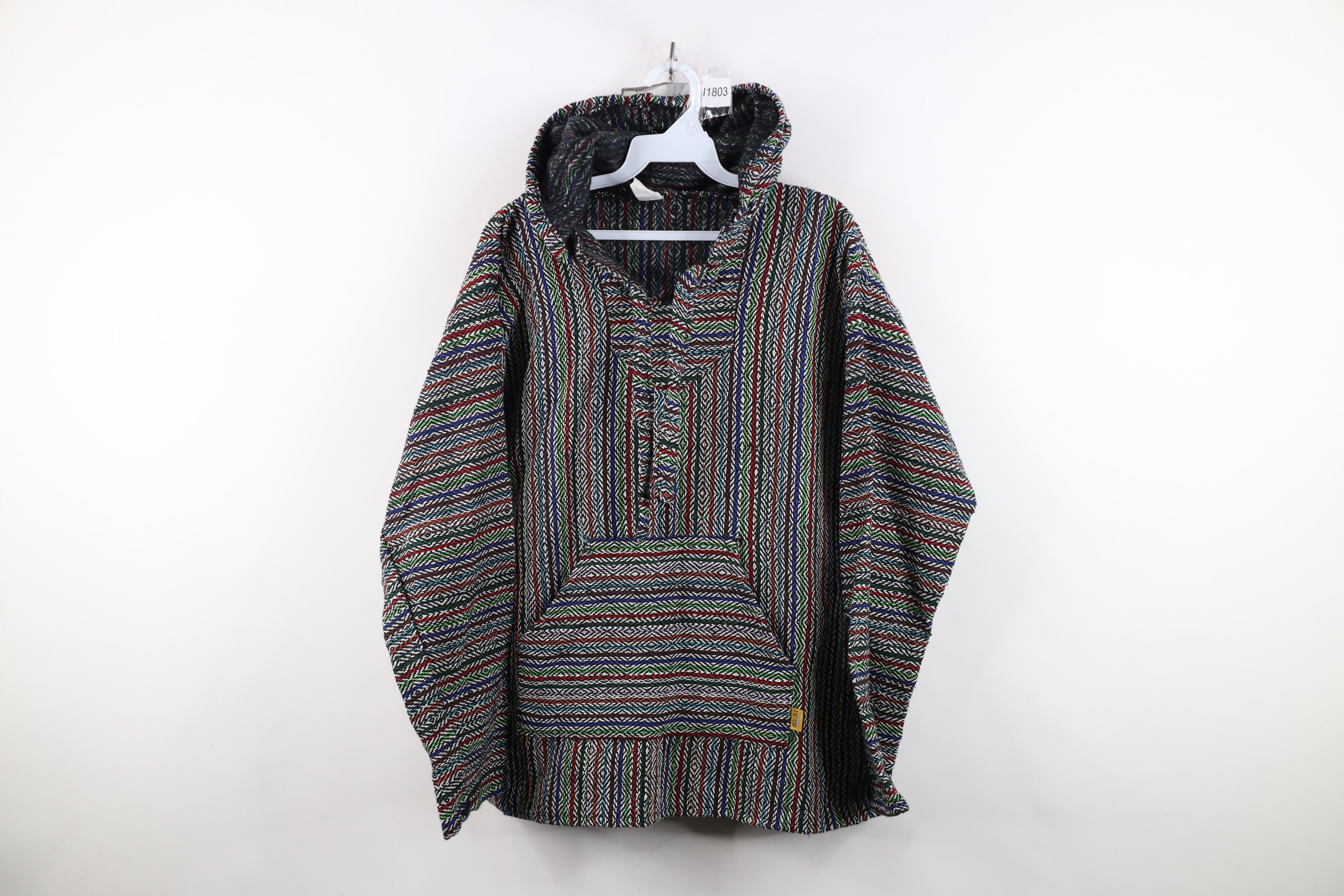 Vintage Vintage Y2K Streetwear Rainbow Striped Knit Drug Rug Hoodie Size US M / EU 48-50 / 2 - 1 Thumbnail