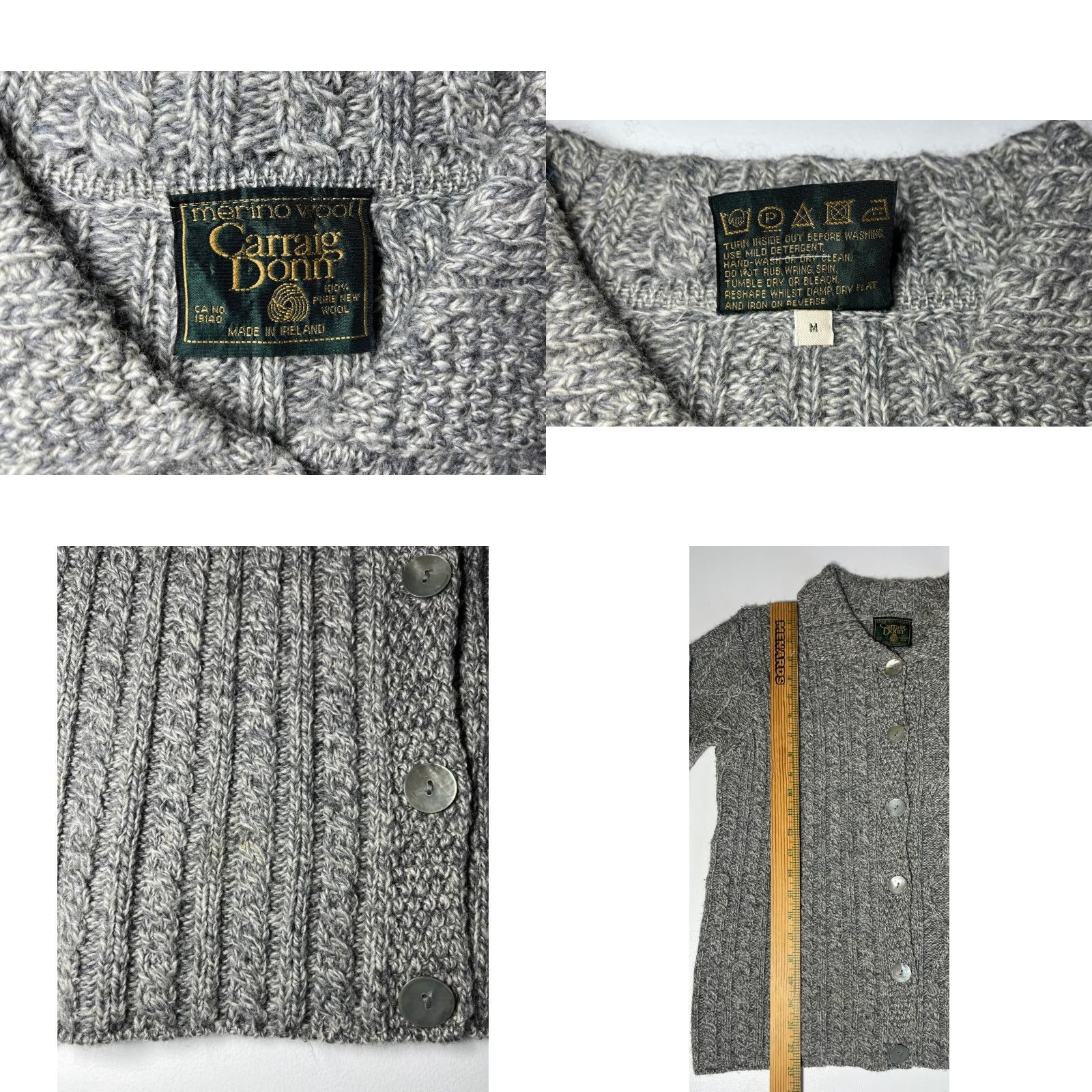 Vintage Carraig Donn Cardigan Sweater Women’s Merino Wool Gray Sz M Crew Neck Long Sleeve Knit Vintage Cardigan Womens Size M / US 6-8 / IT 42-44 - 8 Thumbnail