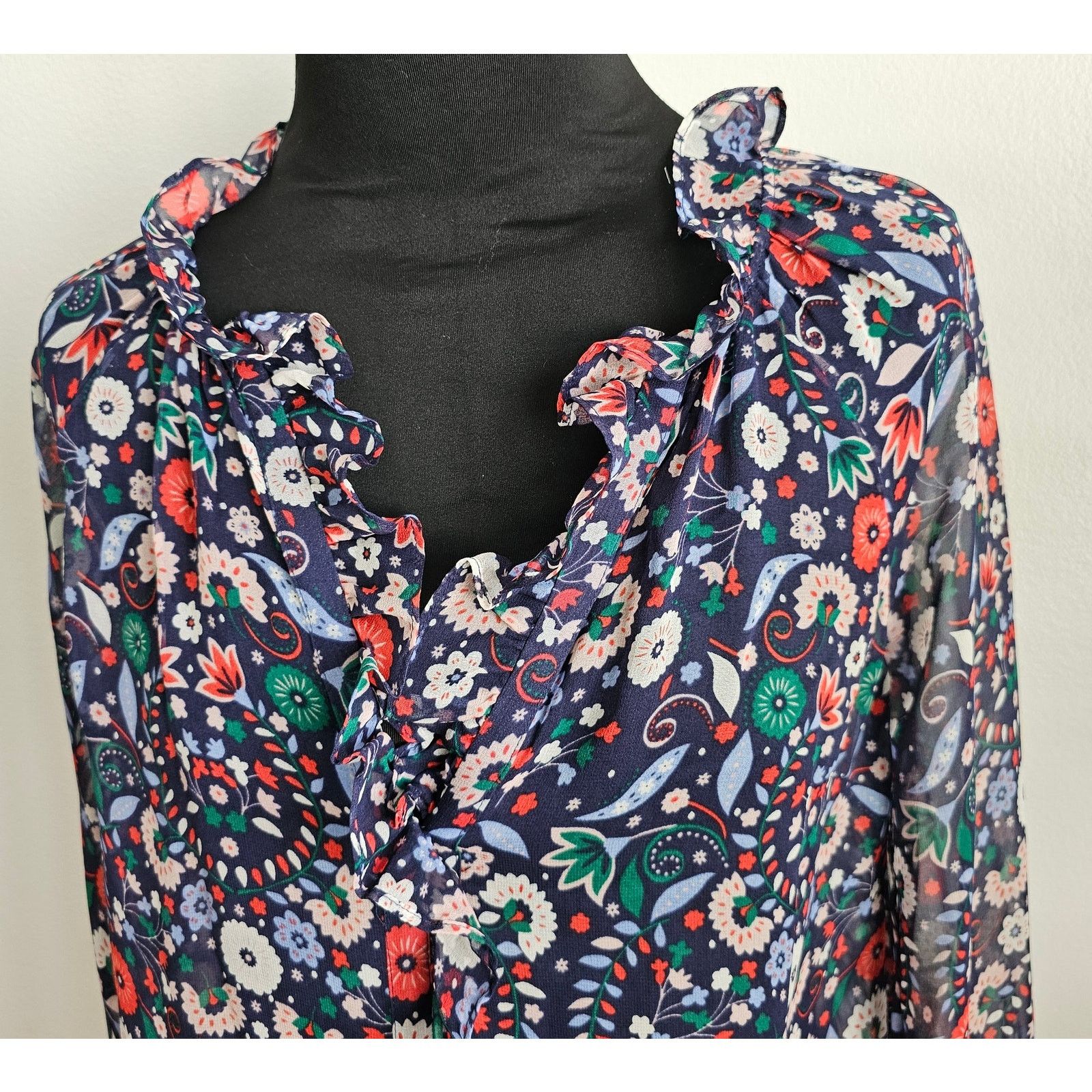 Boden Boden Women's Sheer Floral L/S Silk Chiffon Blouse UK 6 US 2 Size XS / US 0-2 / IT 36-38 - 2 Thumbnail