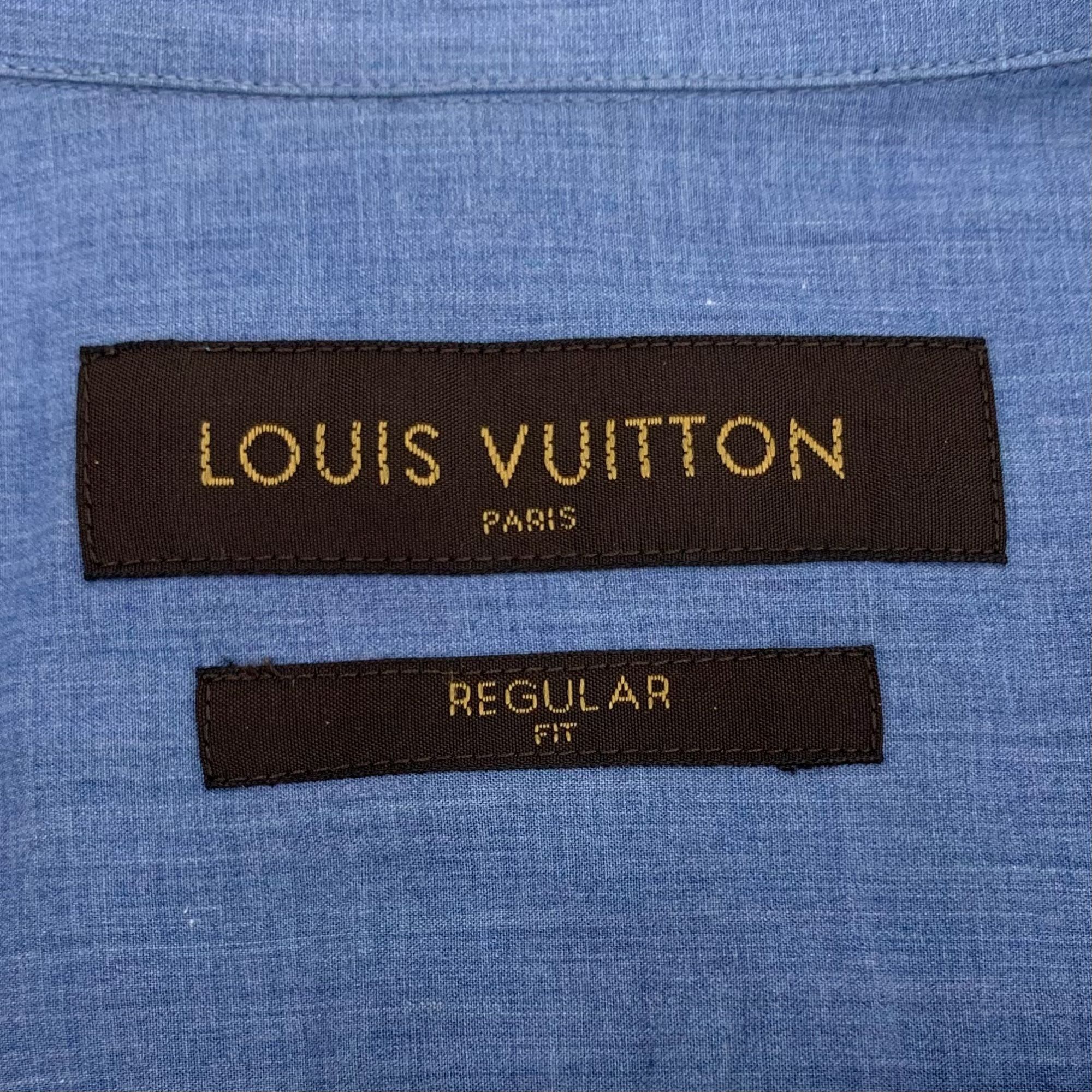Louis Vuitton Louis Vuitton Blue Logo Cotton Long-Sleeve Shirt (Size M) Size US M / EU 48-50 / 2 - 2 Thumbnail