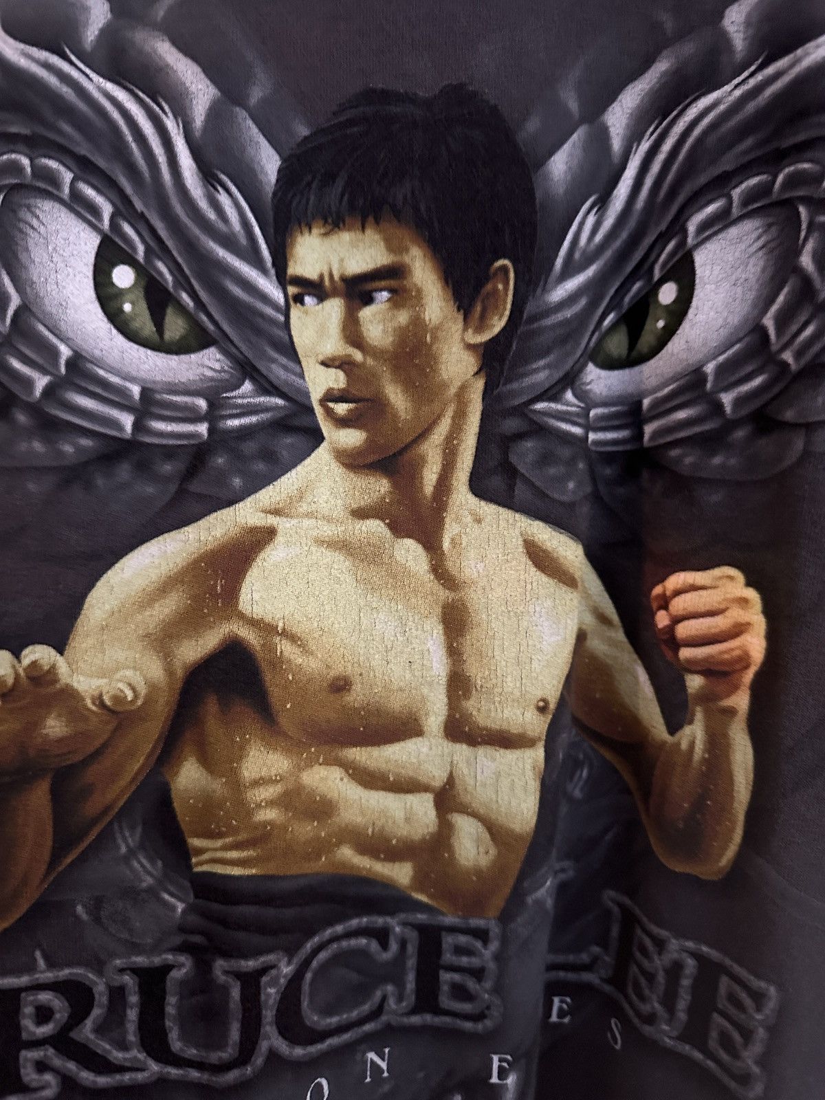 Vintage Vintage Bruce Lee Dragon Eyes Movie T Shirt Dark Gray Size US XL / EU 56 / 4 - 3 Thumbnail