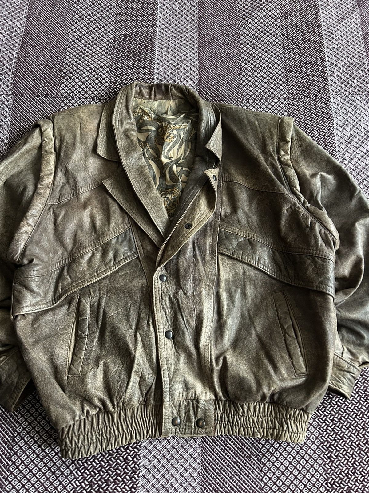 Genuine Leather Vintage Leather Distressed Bomber Jacket Faded VeraPelle Y2K Size US L / EU 52-54 / 3 - 4 Thumbnail