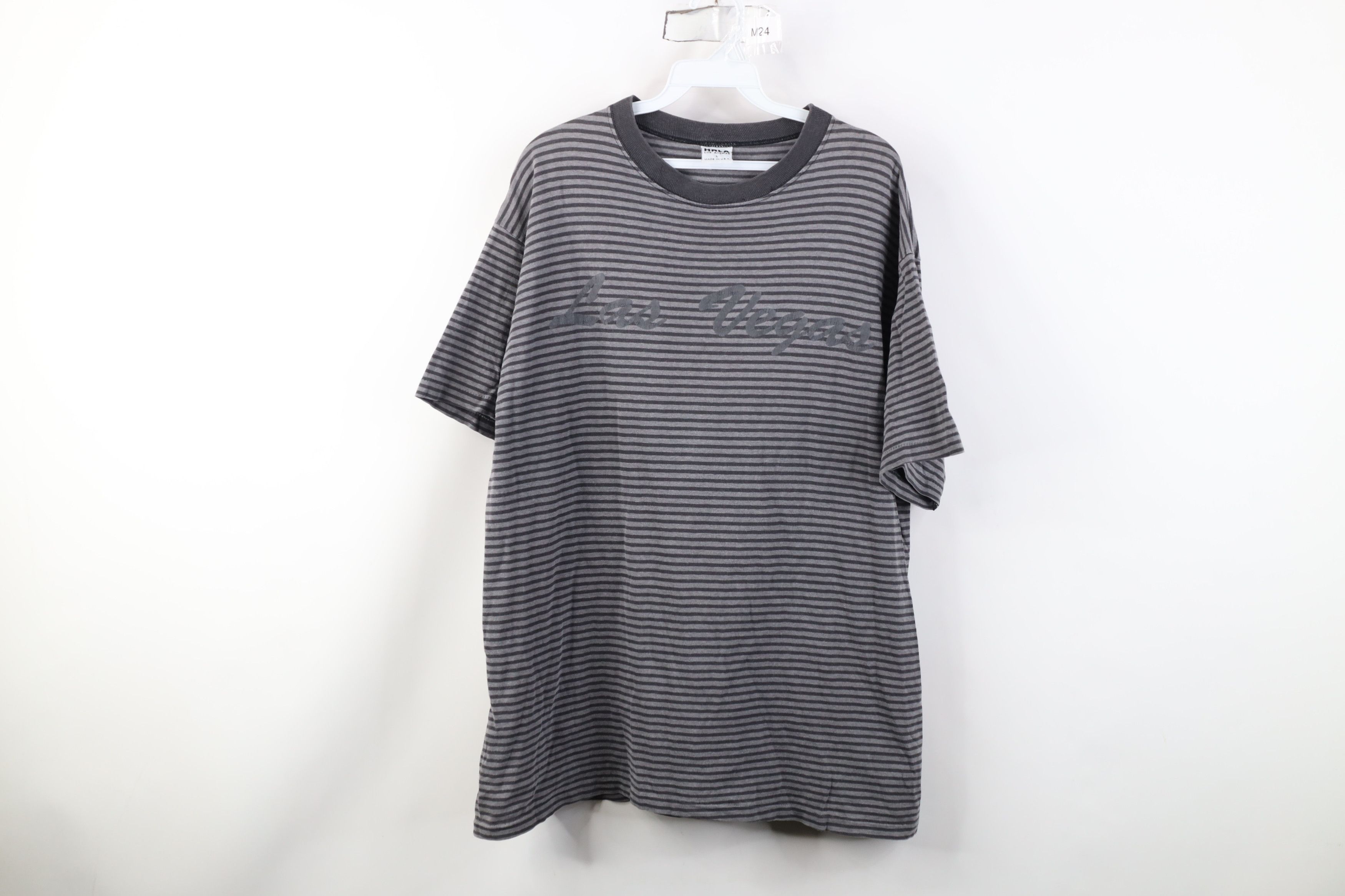 Vintage 90s Streetwear Spell Las Vegas Striped T-Shirt USA