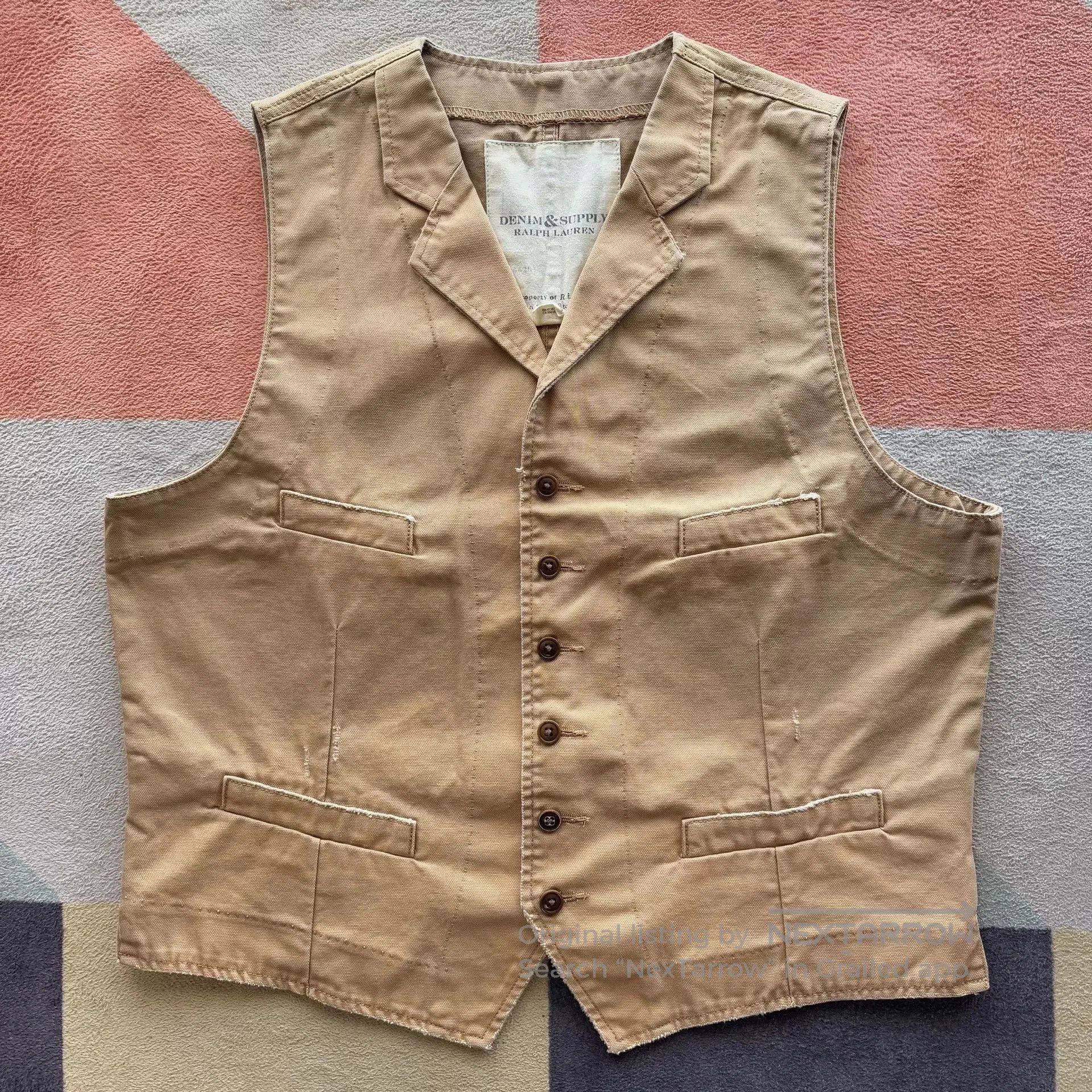 Denim & Supply Ralph Lauren Ralph Lauren Denim Supply Distressed Canvas Vest. Size US L / EU 52-54 / 3 - 1 Thumbnail