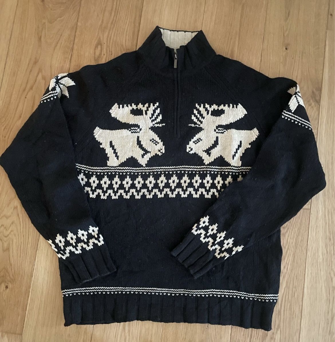 Tommy Hilfiger Black Nordic Deer Pattern Half-Zip Knit Sweater Size US XXL / EU 58 / 5 - 1 Thumbnail