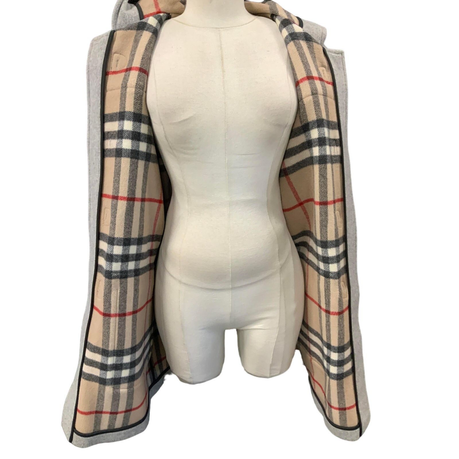 Burberry BURBERRY London Women's Gray Hooded Wool Duffle Coat Sz 14 Size XL / US 12-14 / IT 48-50 - 4 Thumbnail