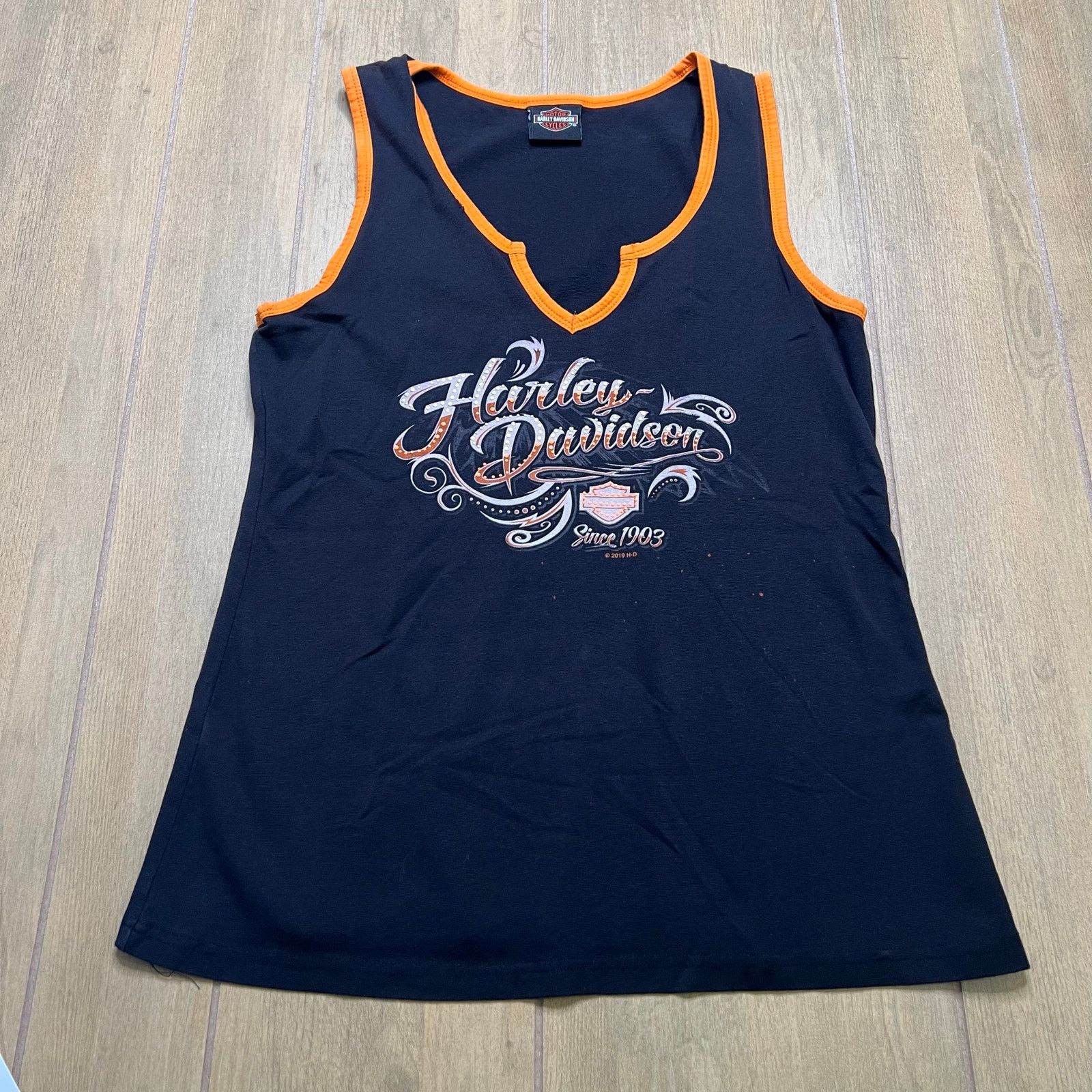 Harley Davidson Harley-Davidson Black and Orange Women's Tank Top size M/L Size M / US 6-8 / IT 42-44 - 1 Thumbnail