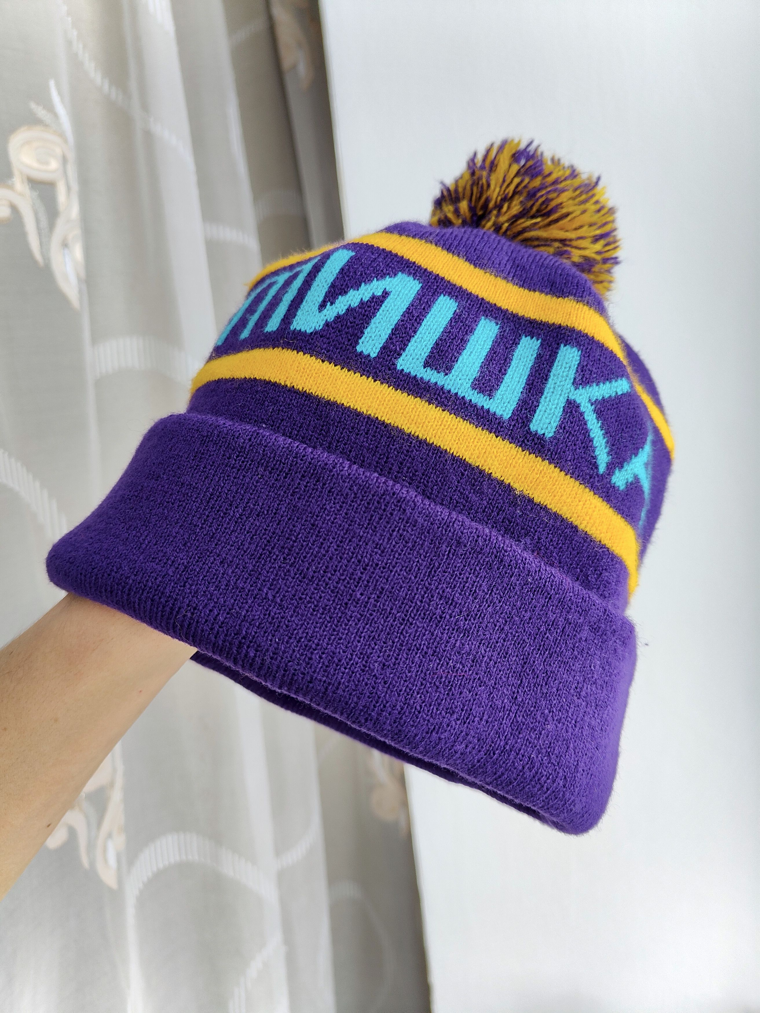 New Era Vintage Y2K Mishka New Era Beanie Pom Pom Hat Cyrillic Logo Size ONE SIZE - 3 Thumbnail