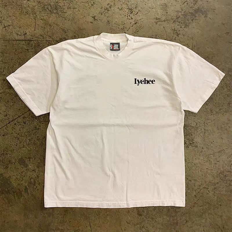 Vintage Casual washed retro lychee print white cotton t-shirt Size US L / EU 52-54 / 3 - 2 Thumbnail