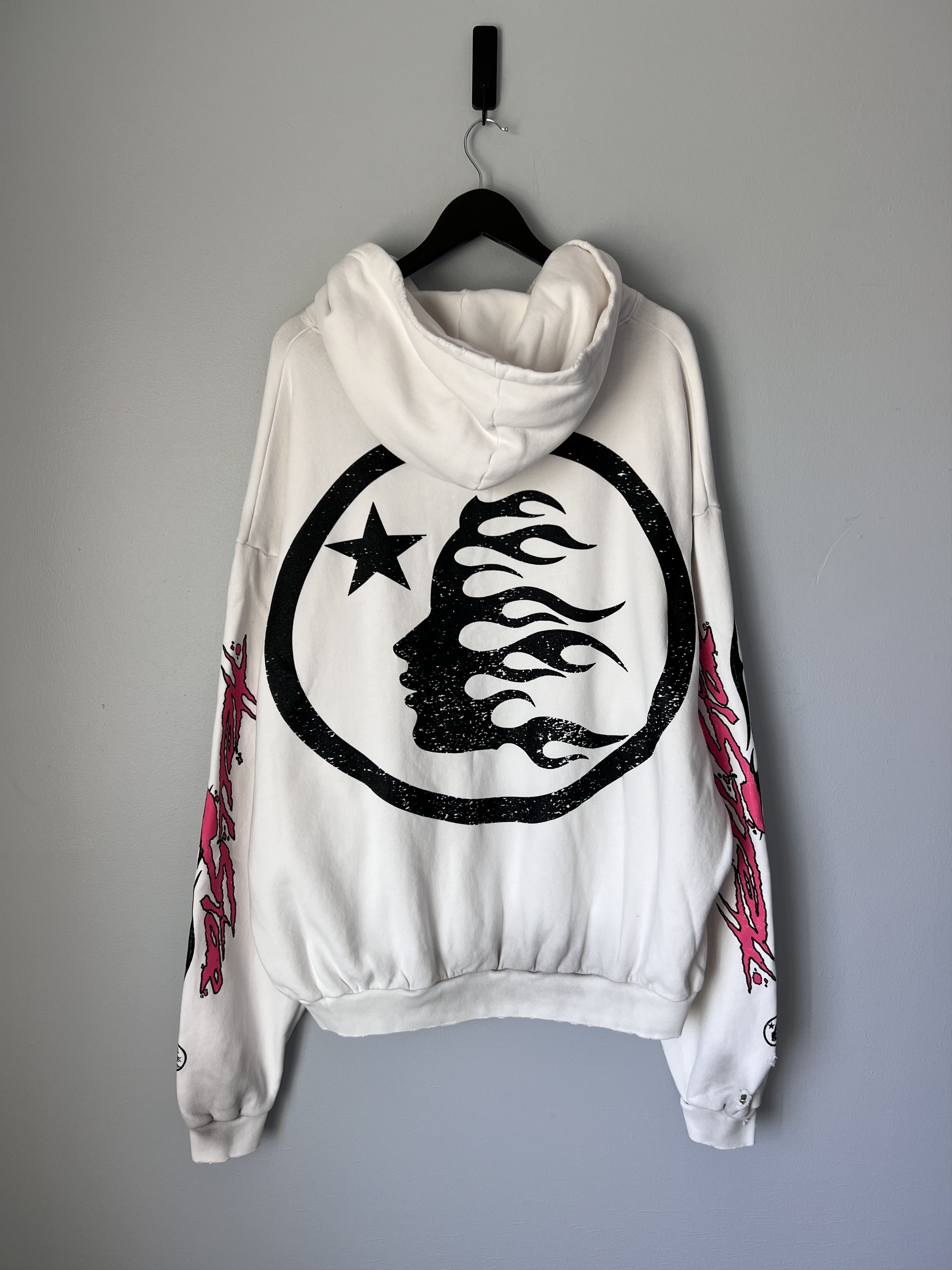 Hellstar Records Zip Up Hoodie in White