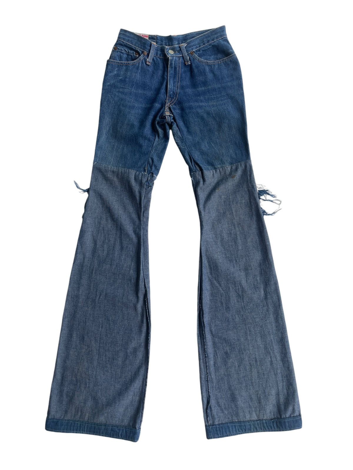 If Six Was Nine PICK‼️ Vintage Blue Born USA Remake Patchwork Flare Jeans Size 24" / US 00 / IT 34 - 1 Thumbnail