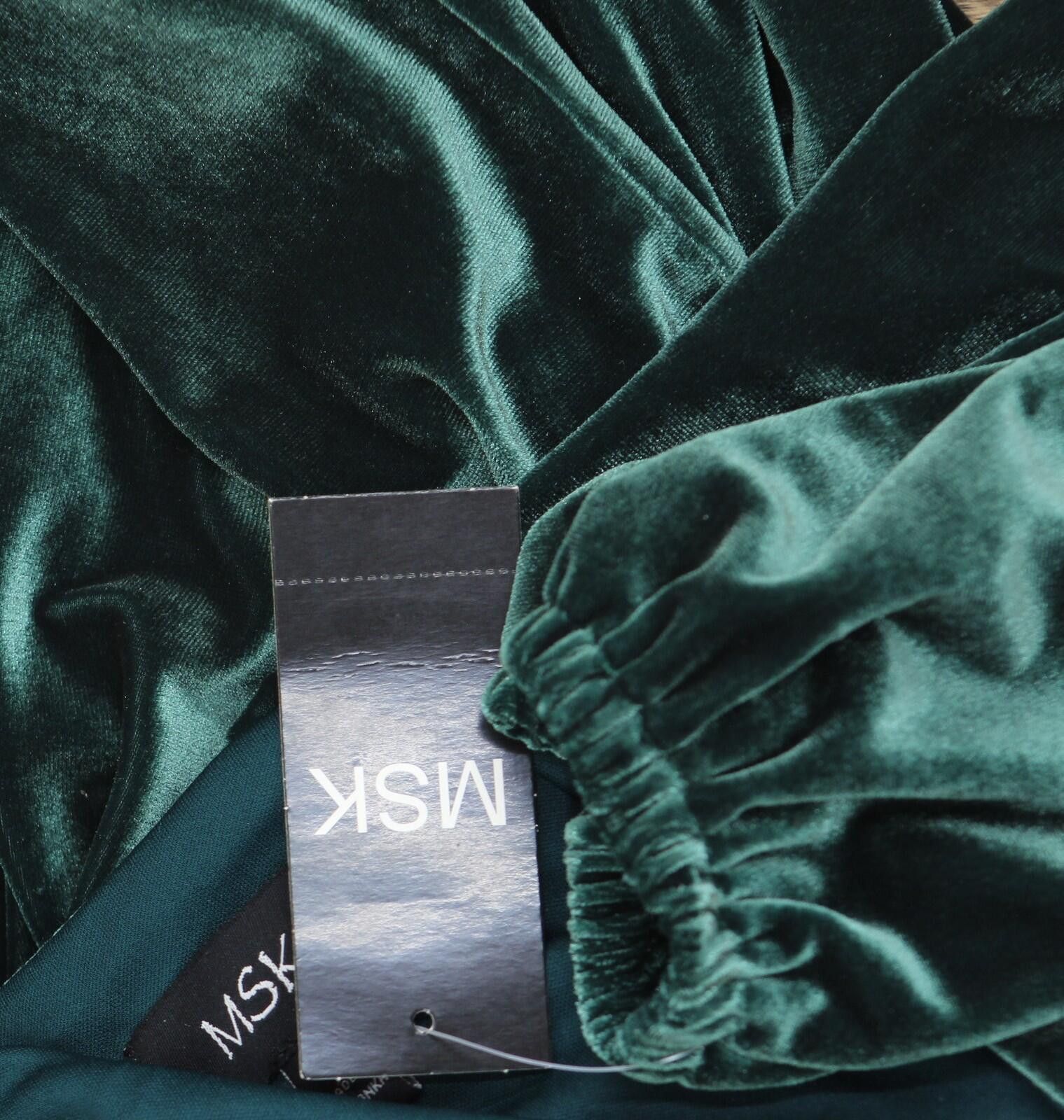 Other Nwt Msk Stretch Velvet Dress 93017220x Emerald Green Xl Size XL / US 12-14 / IT 48-50 - 3 Thumbnail