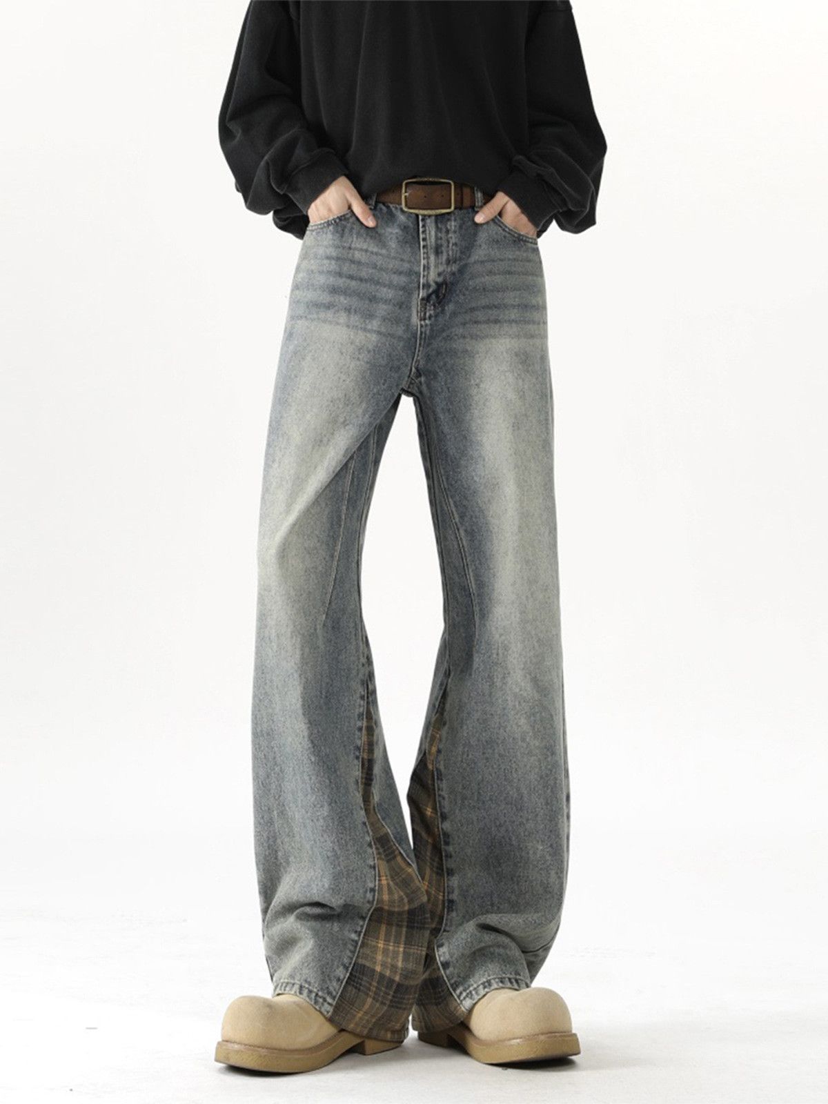 Japanese Brand Men's versatile retro loose patchwork curved jeans y2k Size US 32 / EU 48 - 2 Thumbnail