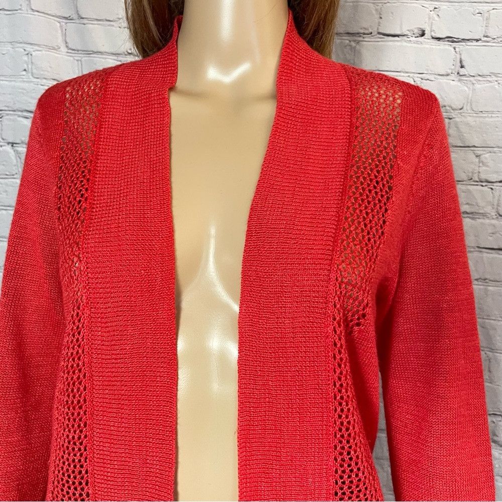Chicos New Chico's Red Knit Open Front Cardigan Size 0 US S Size S / US 4 / IT 40 - 5 Thumbnail