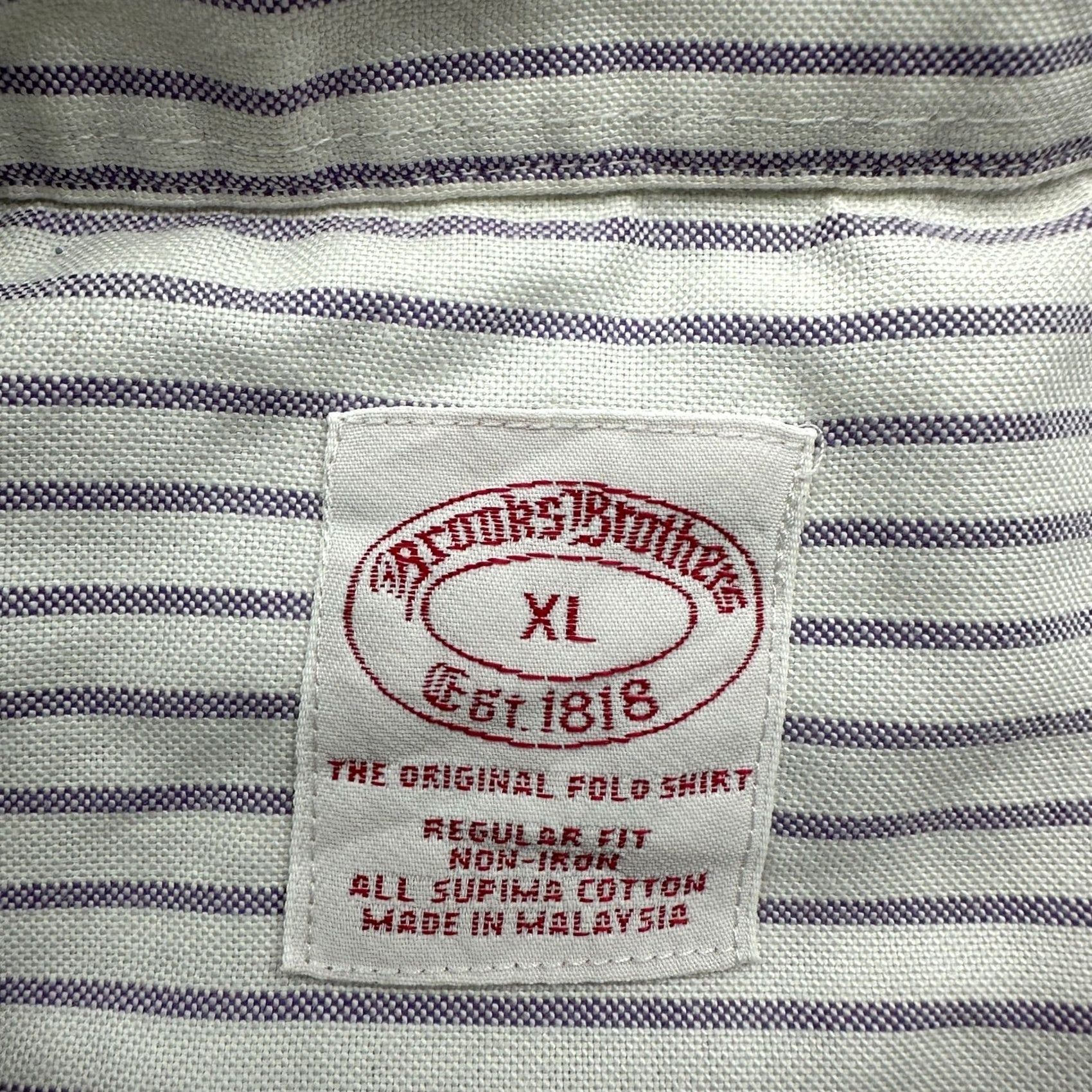 Brooks Brothers Brooks Brothers Original Polo Button Up Shirt Mens XL Long Sleeve Purple Striped Size US XL / EU 56 / 4 - 3 Thumbnail