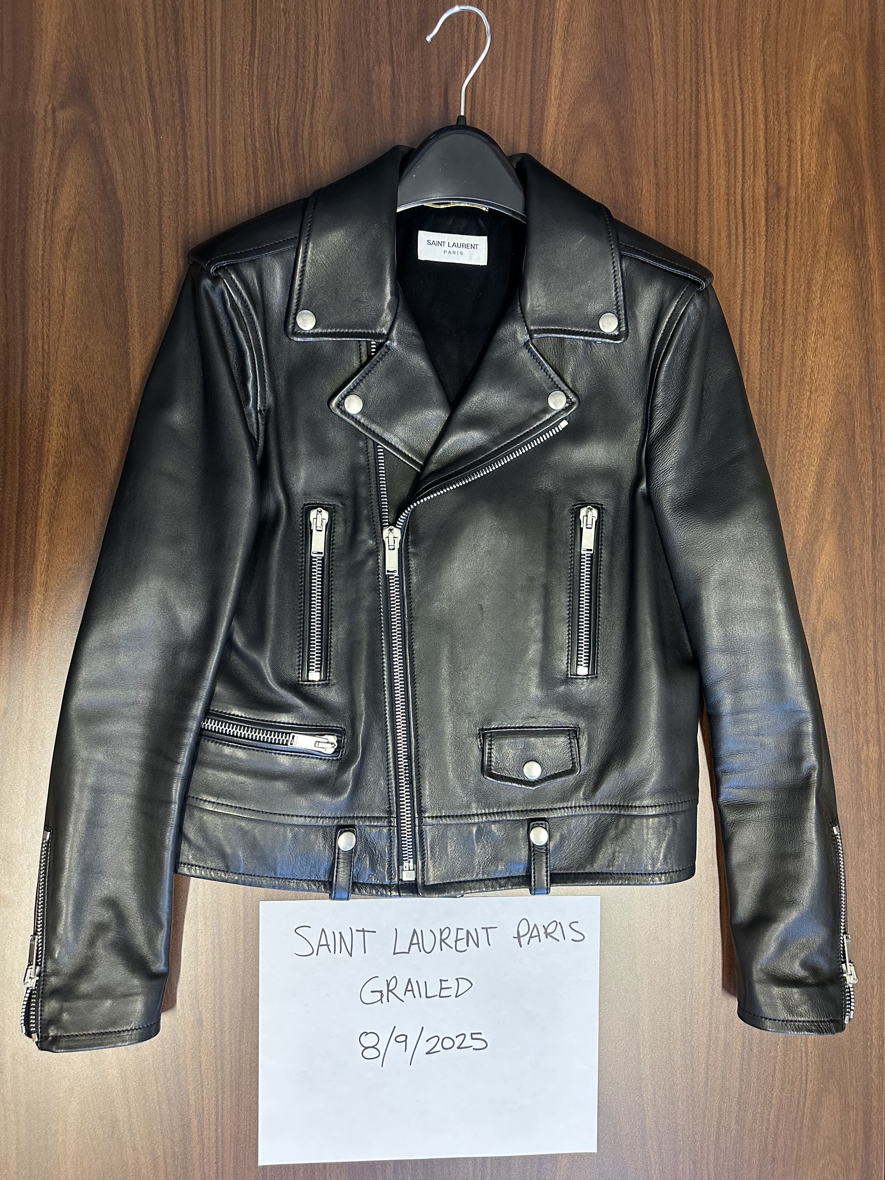Saint Laurent Paris Women's Leather Biker Jacket Size M / US 6-8 / IT 42-44 - 15 Thumbnail